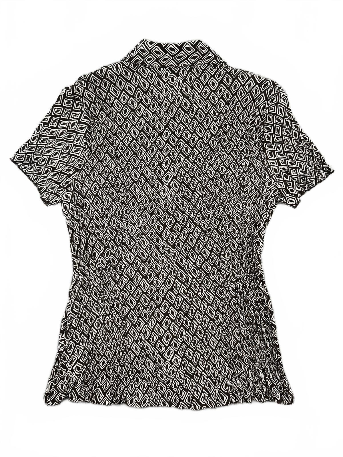east 5th Black and White Geometric Print Button Up Blouse