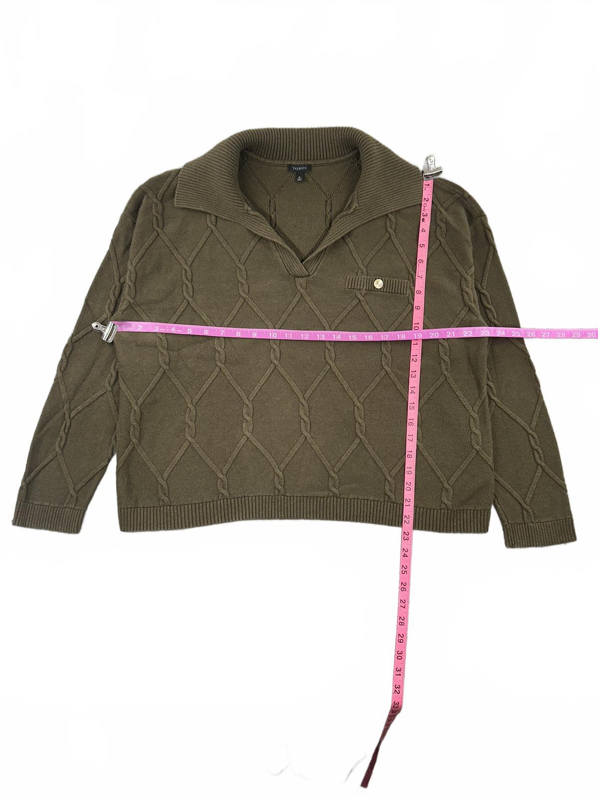 Talbots Vintage Olive Green Cable Knit Sweater Classic Preppy Knitwear