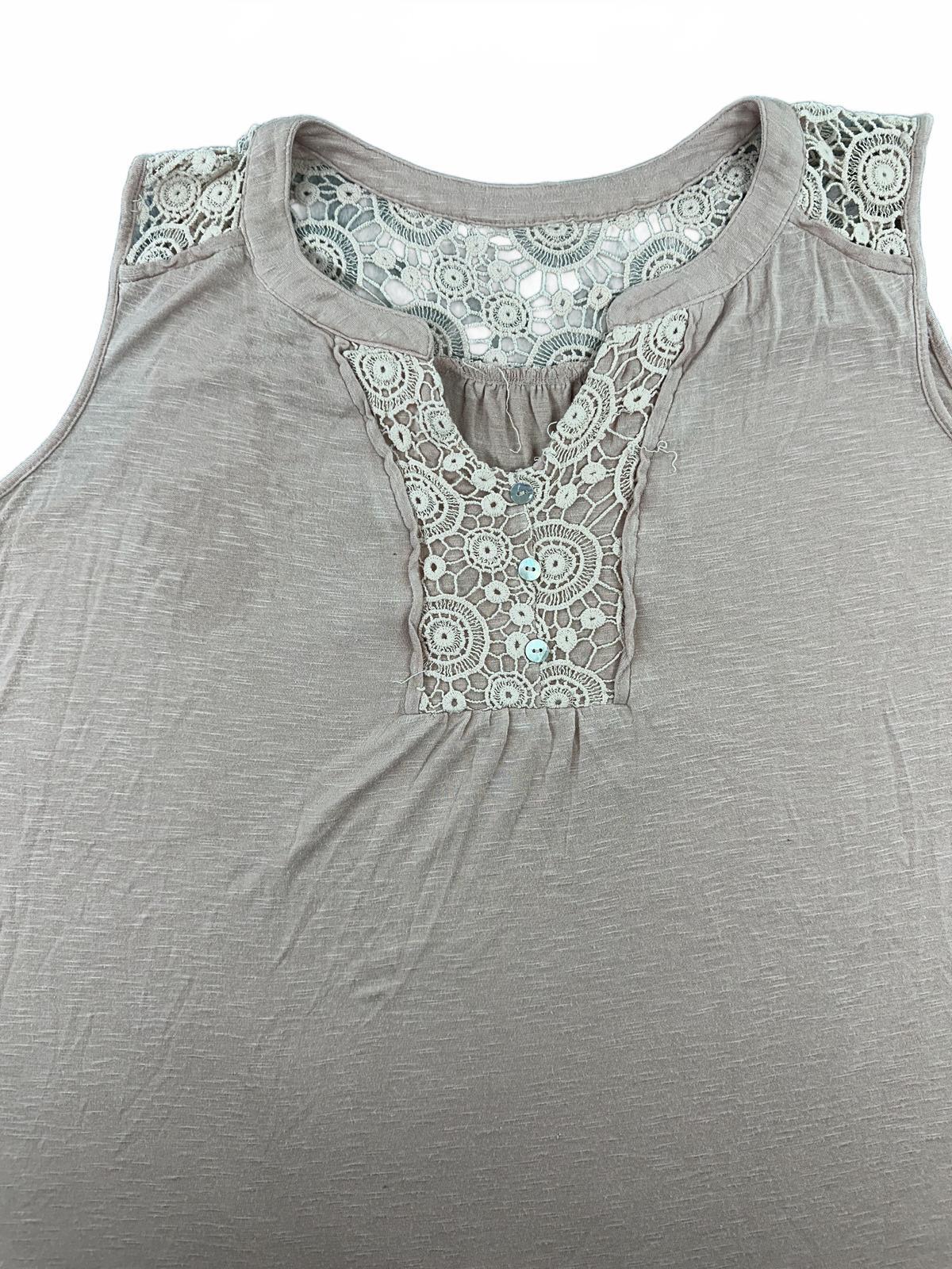 Bohemian Lace Sleeveless Top Pink Cream Festival Casual Indie