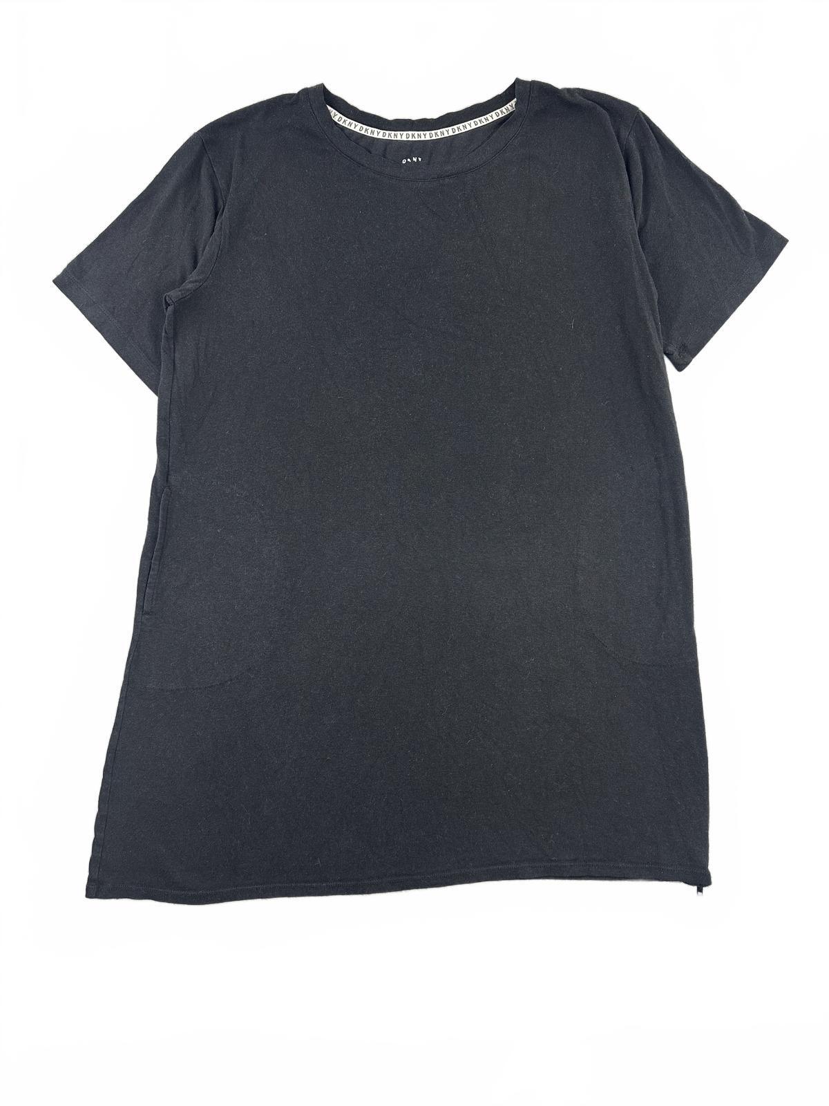 DKNY Black Oversized T Shirt Dress with Side Zipper Pocket Casual Streetwear