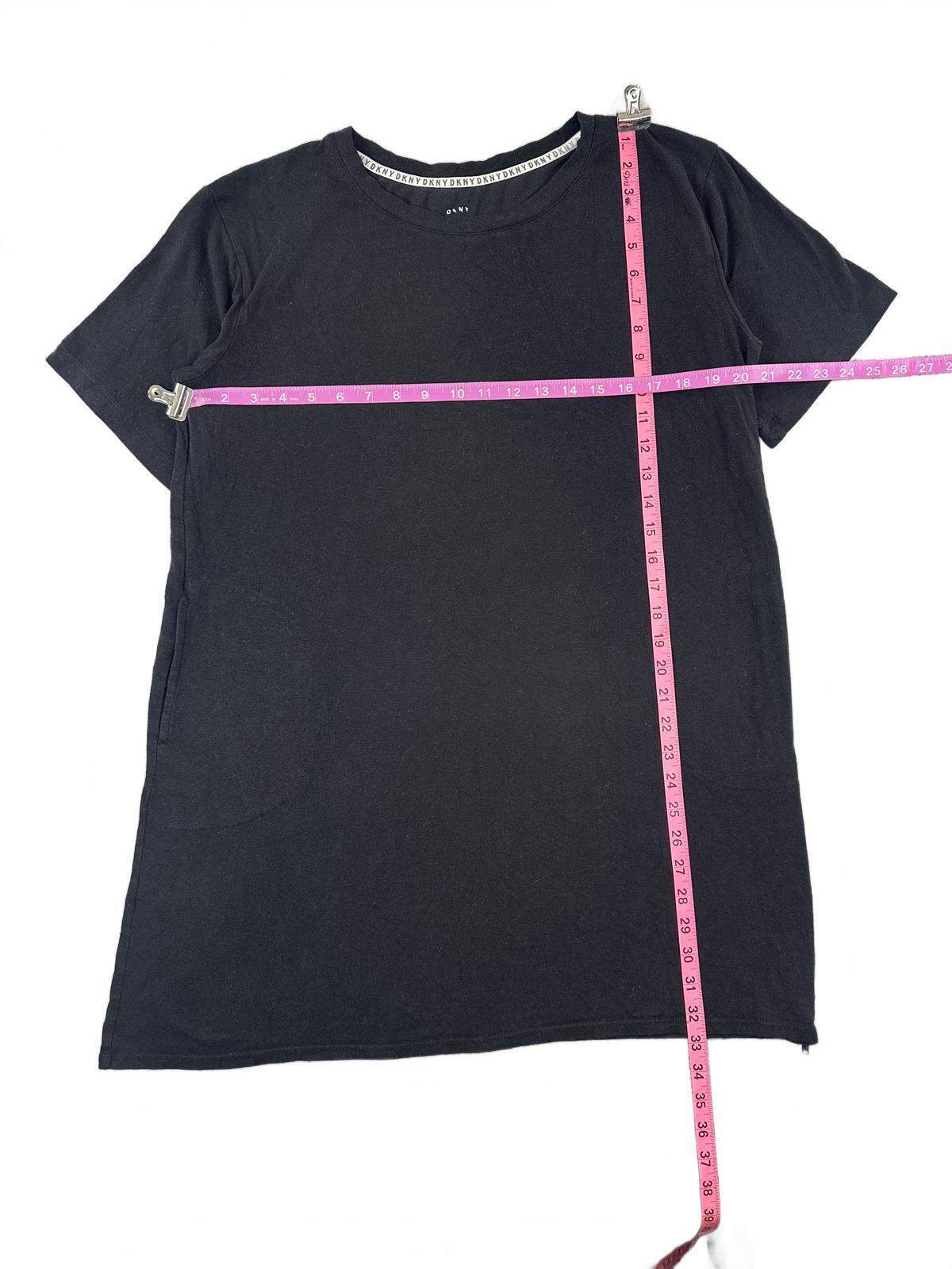 DKNY Black Oversized T Shirt Dress with Side Zipper Pocket Casual Streetwear