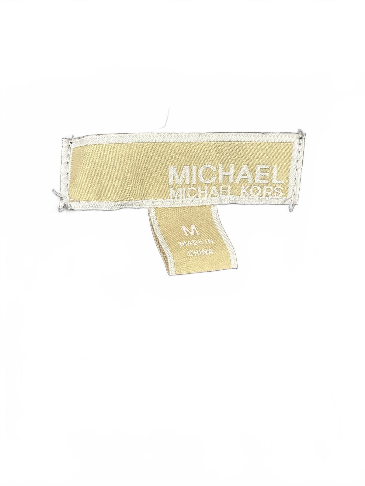 Michael Kors Navy Sweater with Draped Neckline and Gold Zipper Shoulder Accents