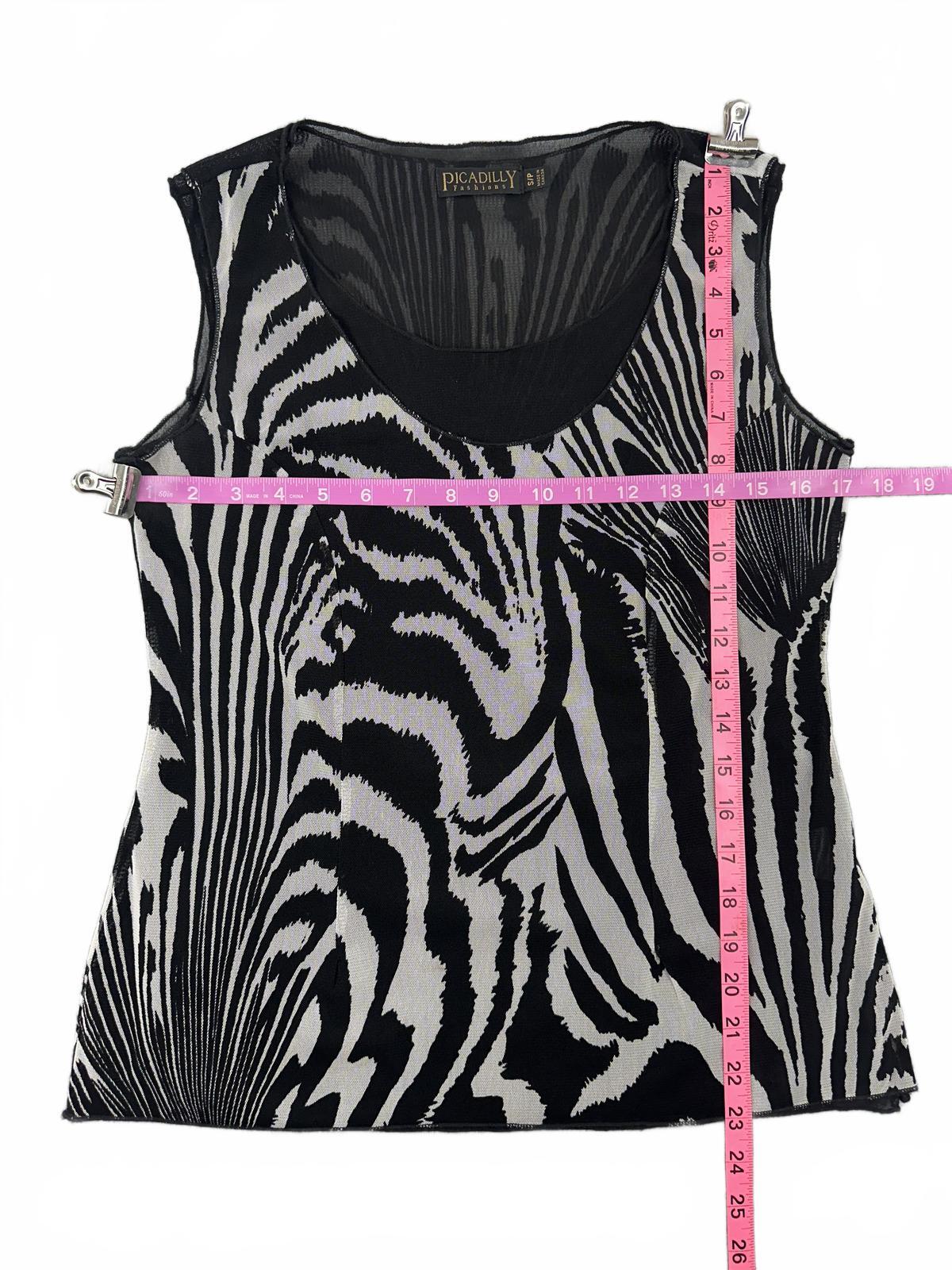 Picadilly Fashions Black and White Zebra Print Sleeveless Top