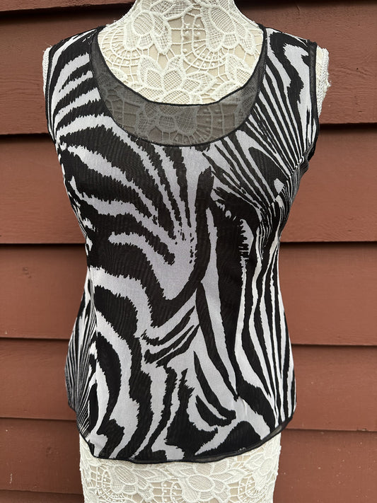 Picadilly Fashions Black and White Zebra Print Sleeveless Top