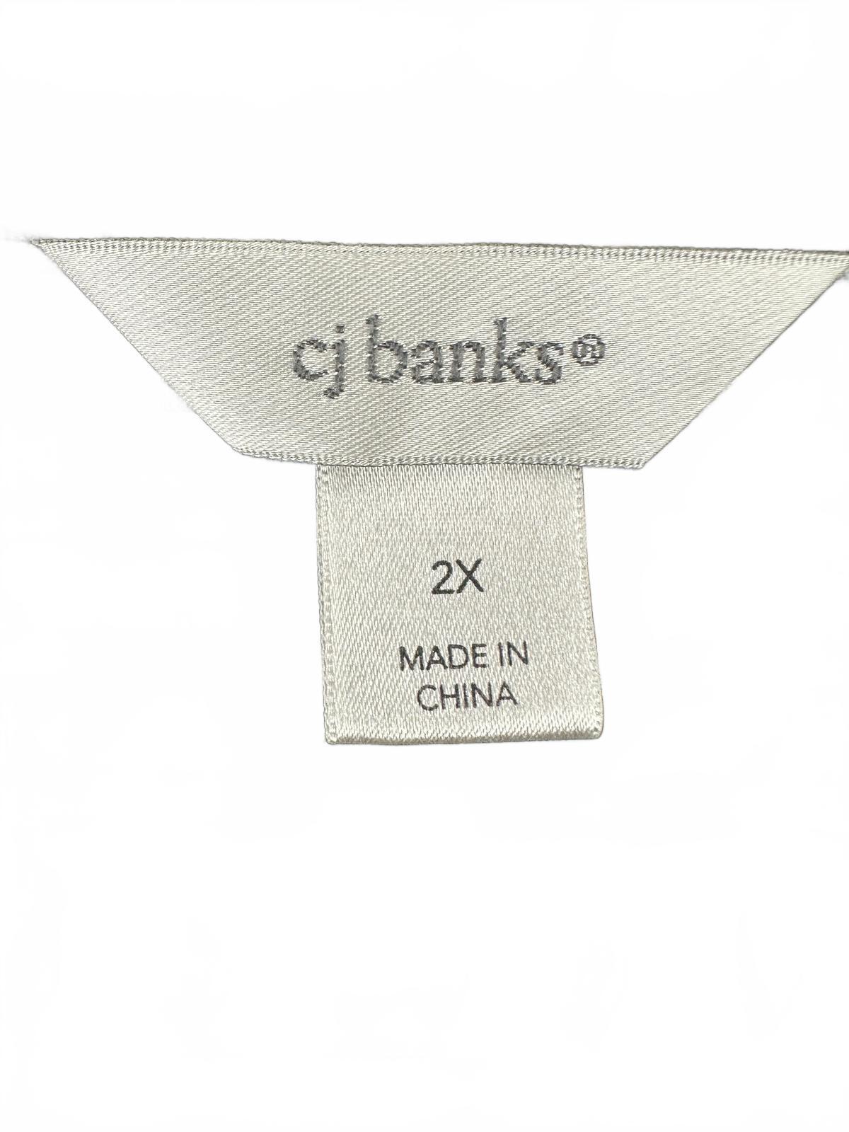 CJ Banks Black and White Striped Studded Short Sleeve Top Casual Y2K