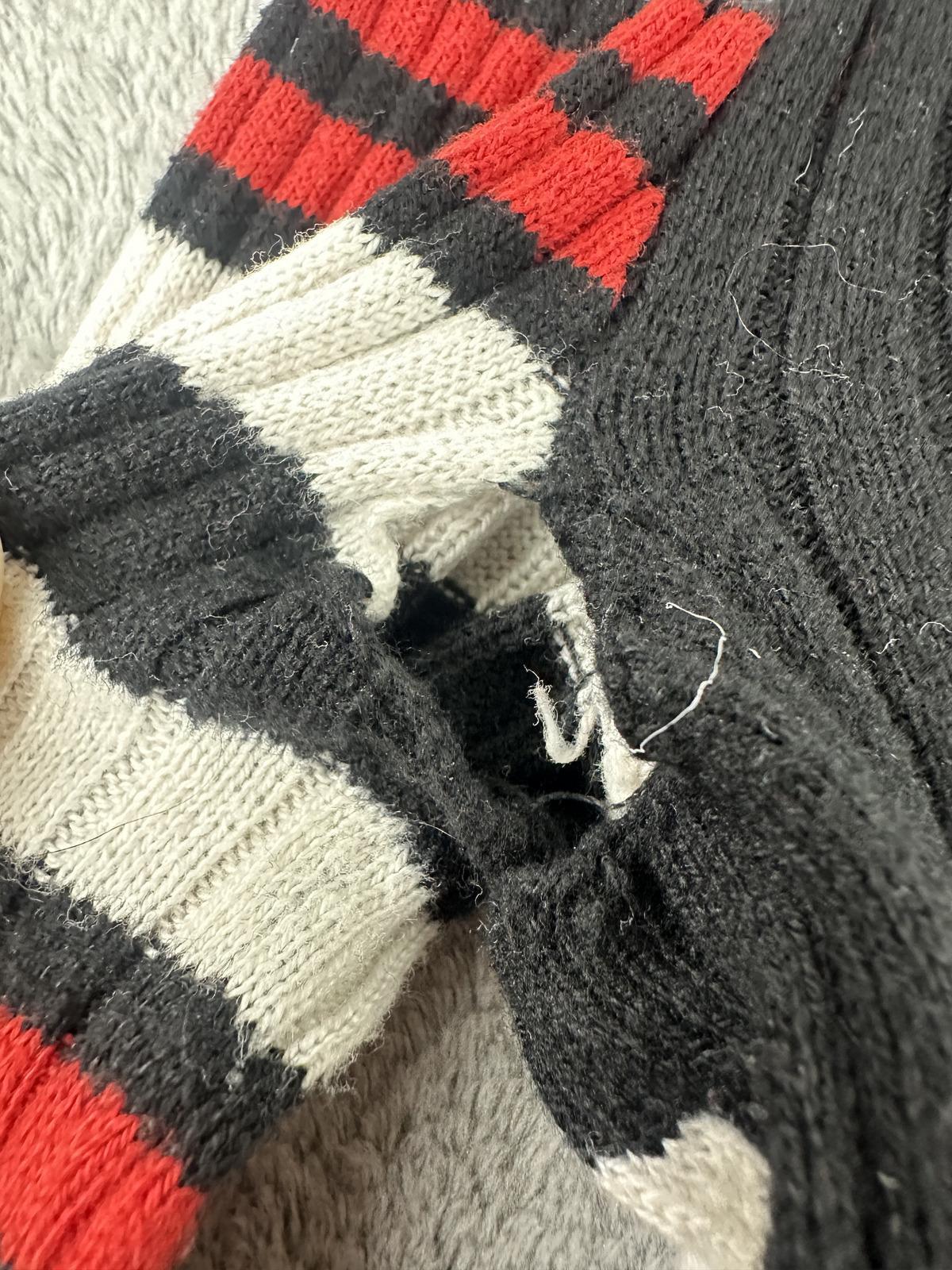 H&M Divided Ribbed Knit Sweater Dress Black Red White Striped Fitted Long Sleeve