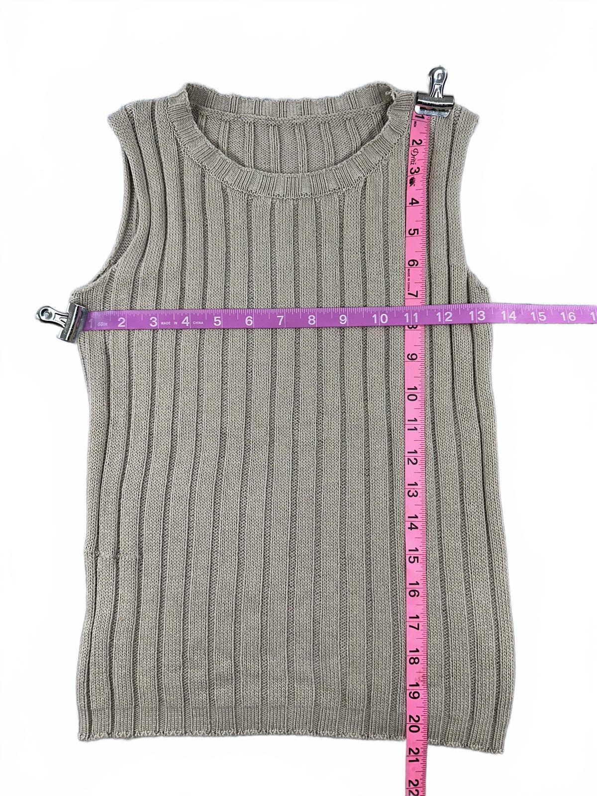 Khaki Ribbed Knit Sleeveless Sweater Vest Tank Top Casual
