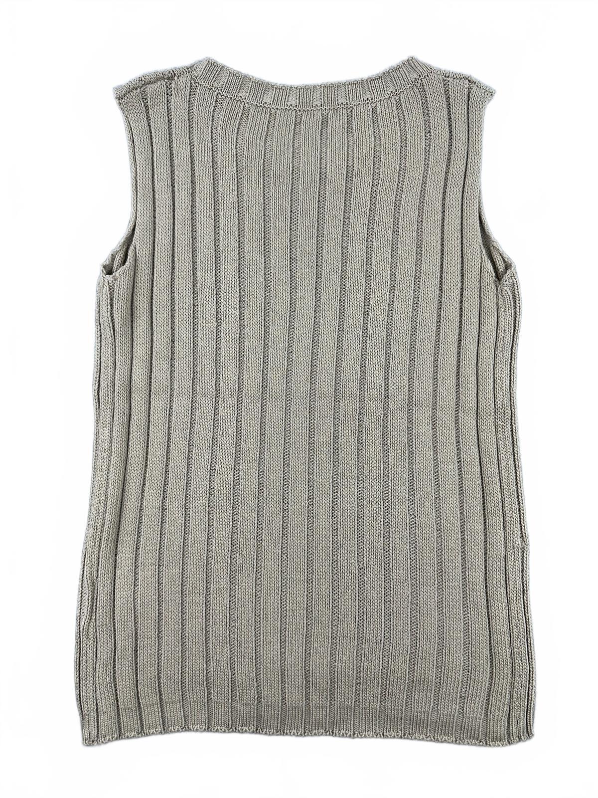 Khaki Ribbed Knit Sleeveless Sweater Vest Tank Top Casual