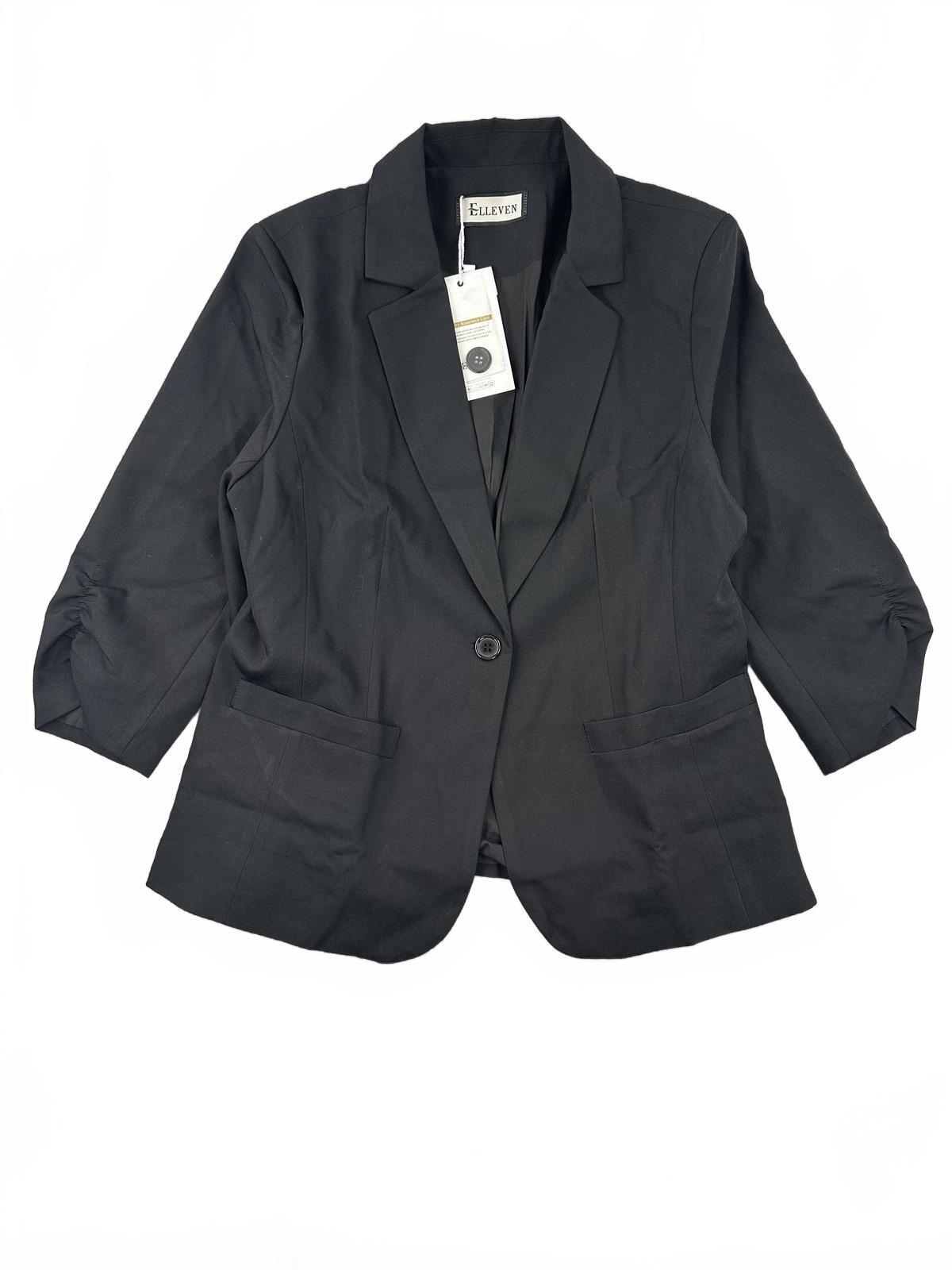 NWT Elleven Black Blazer Jacket Single Button 3/4 Sleeve
