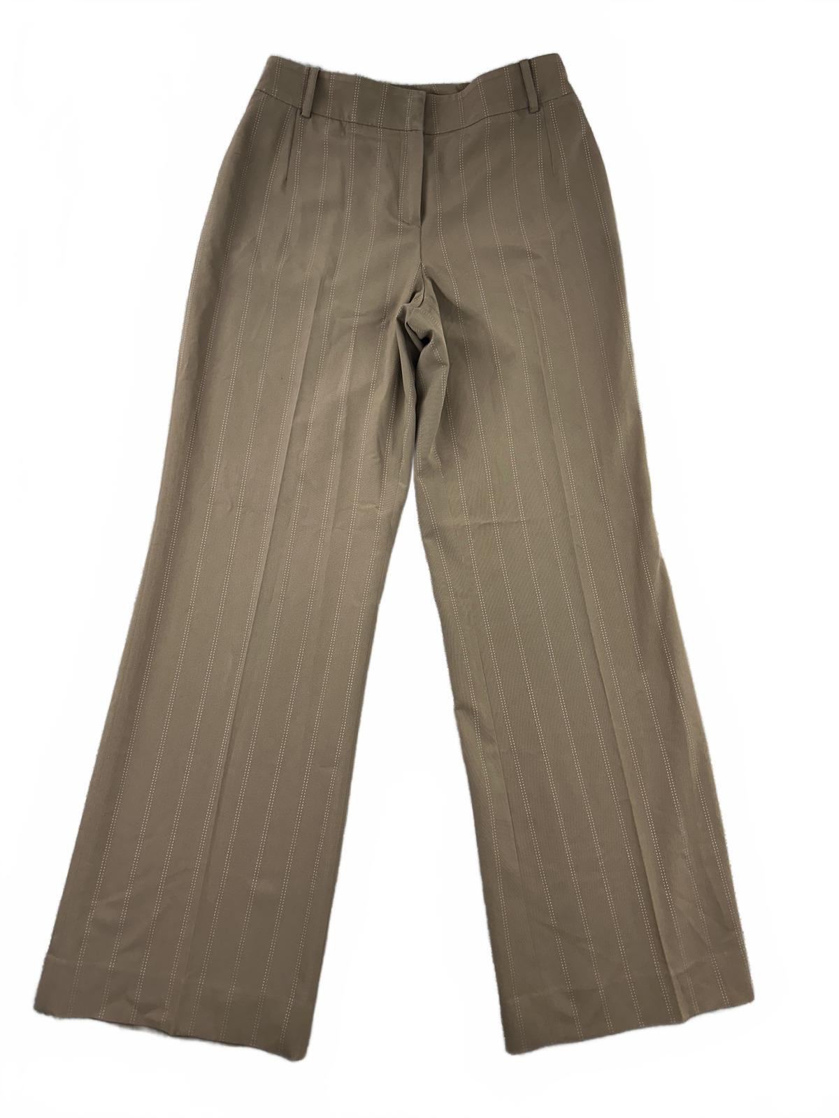 Annie Klein Taupe Pinstripe Wide Leg Trousers Tailored Office Business