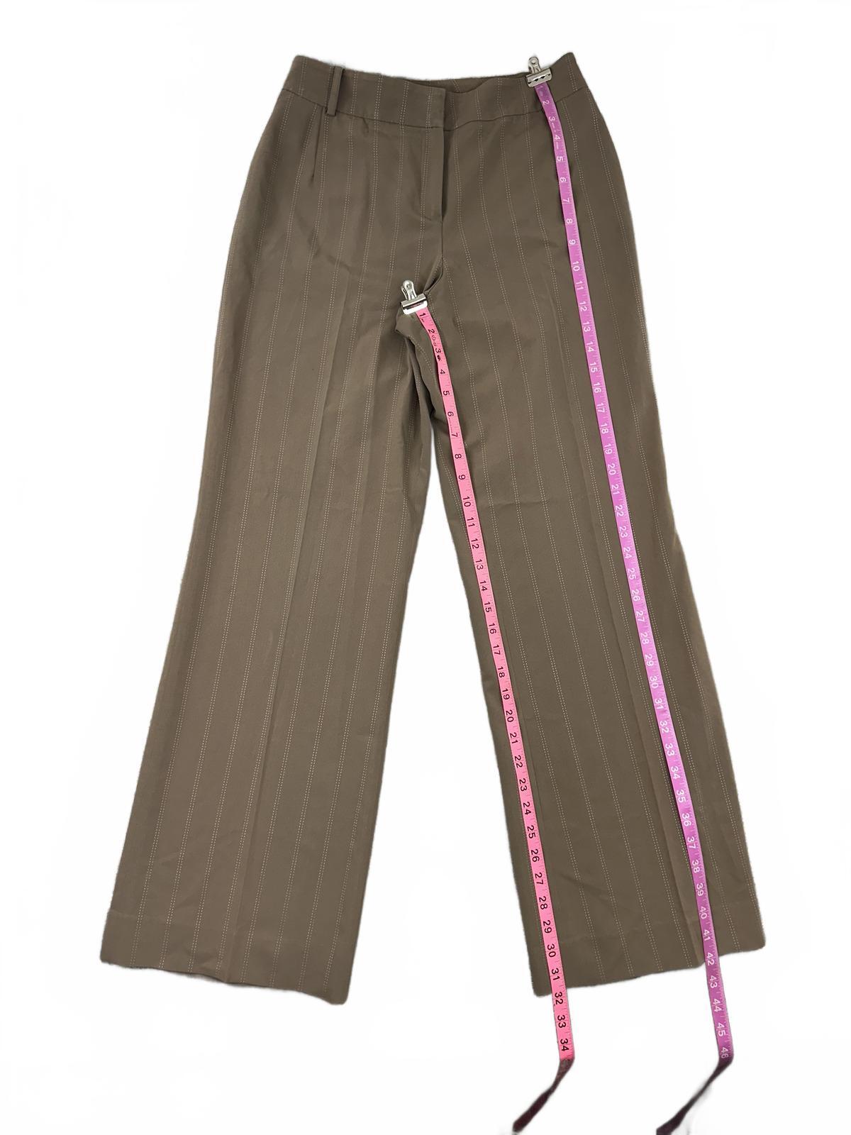 Annie Klein Taupe Pinstripe Wide Leg Trousers Tailored Office Business