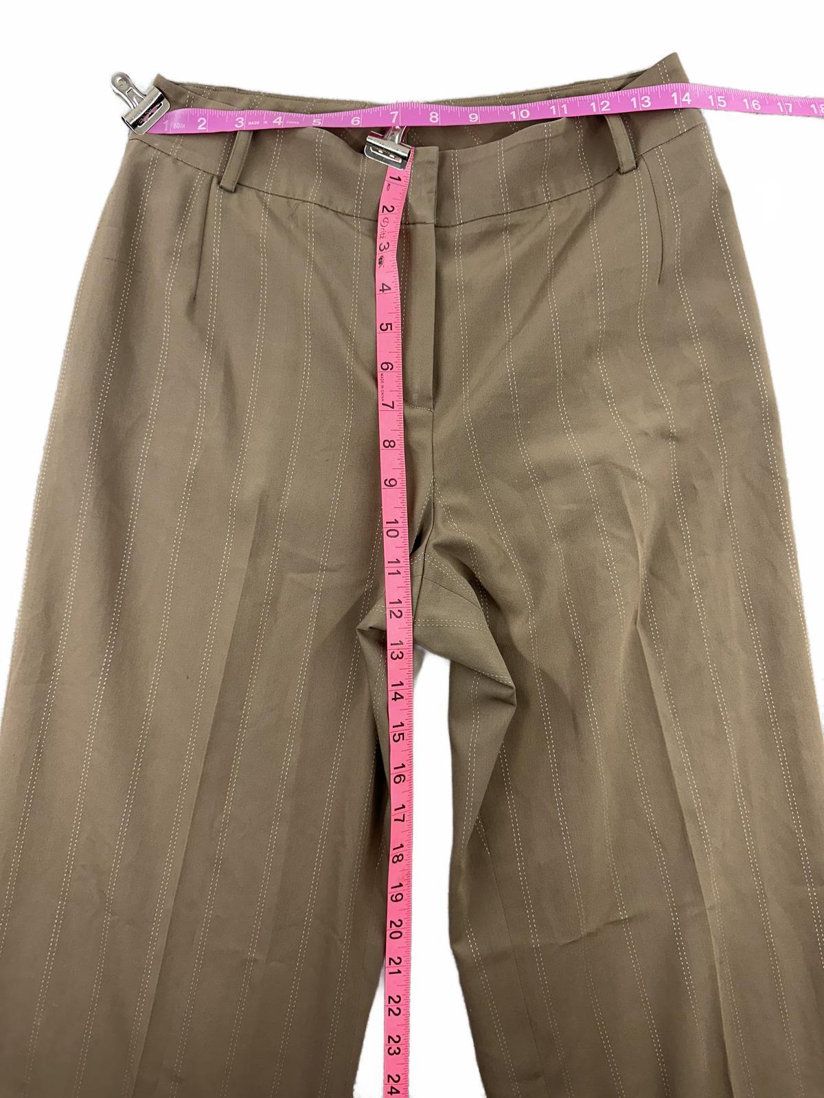 Annie Klein Taupe Pinstripe Wide Leg Trousers Tailored Office Business