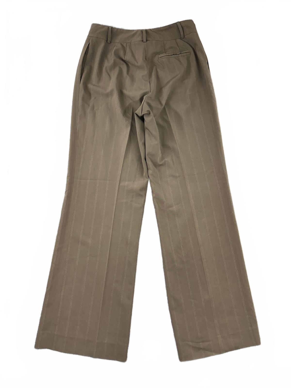 Annie Klein Taupe Pinstripe Wide Leg Trousers Tailored Office Business