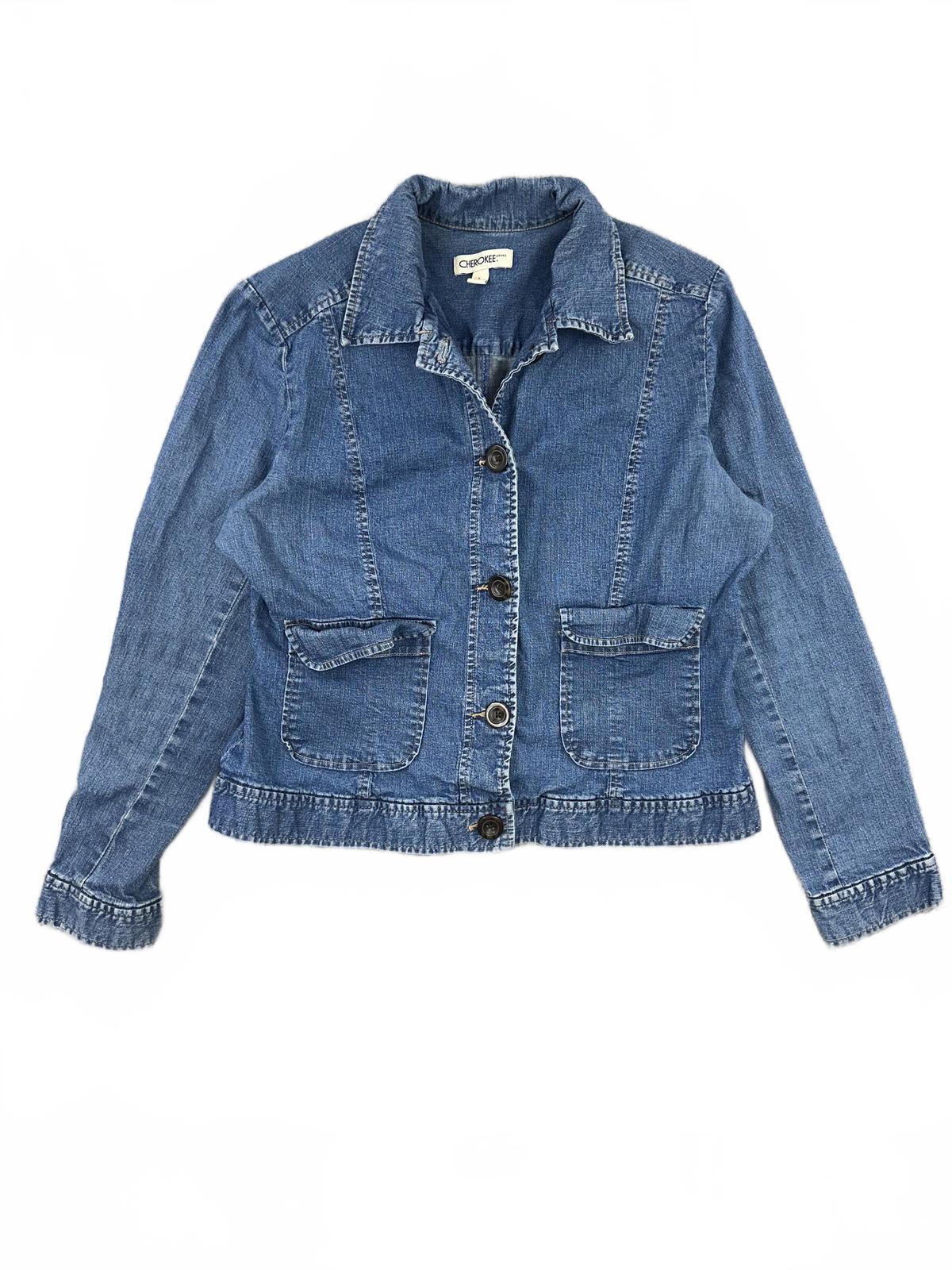 Cherokee Vintage Blue Denim Jacket Classic Button Up Casual Retro
