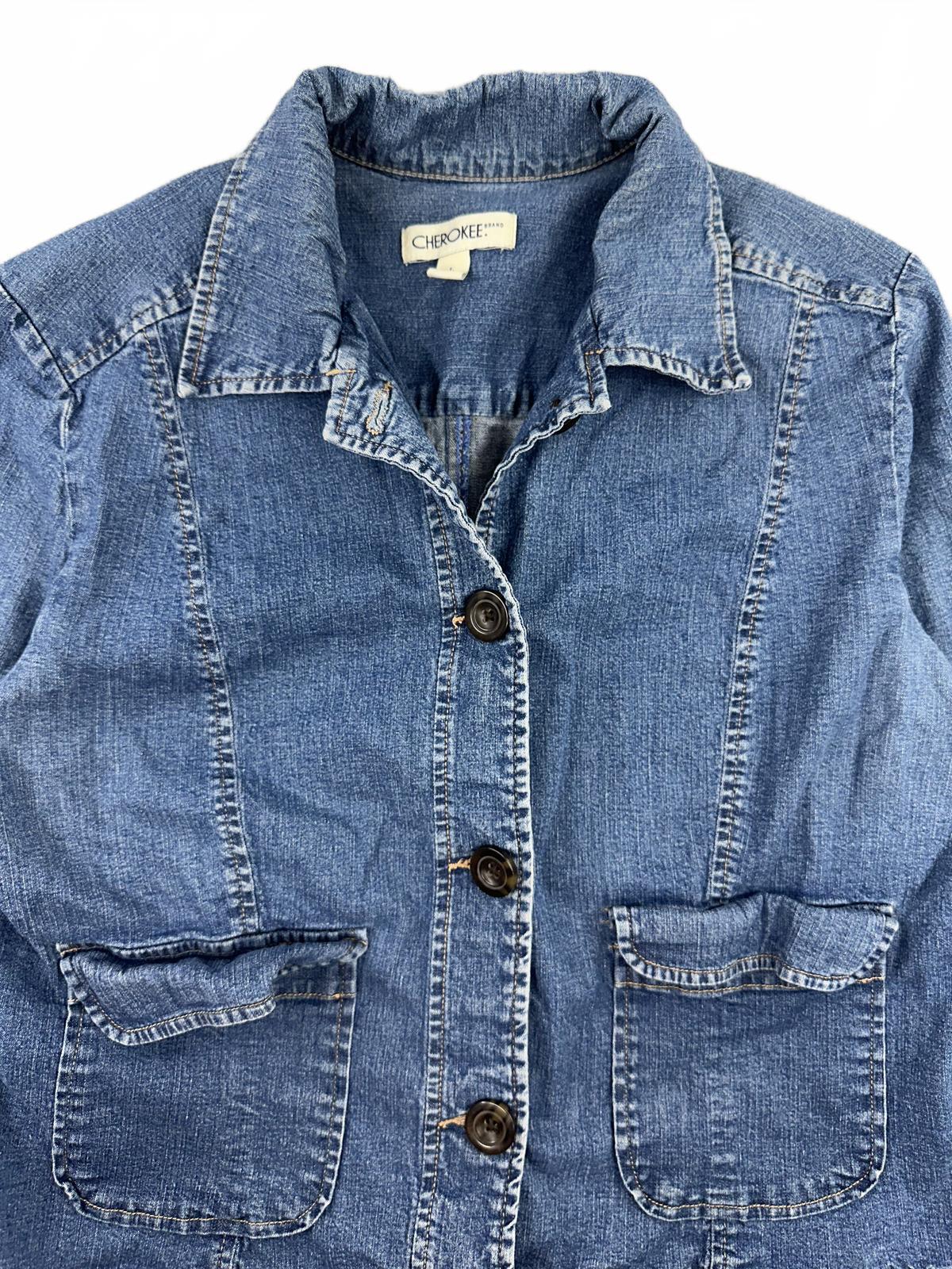 Cherokee Vintage Blue Denim Jacket Classic Button Up Casual Retro