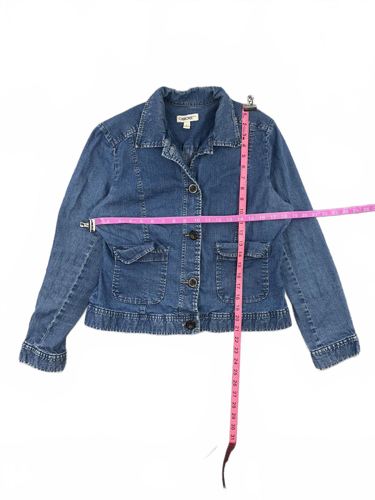 Cherokee Vintage Blue Denim Jacket Classic Button Up Casual Retro