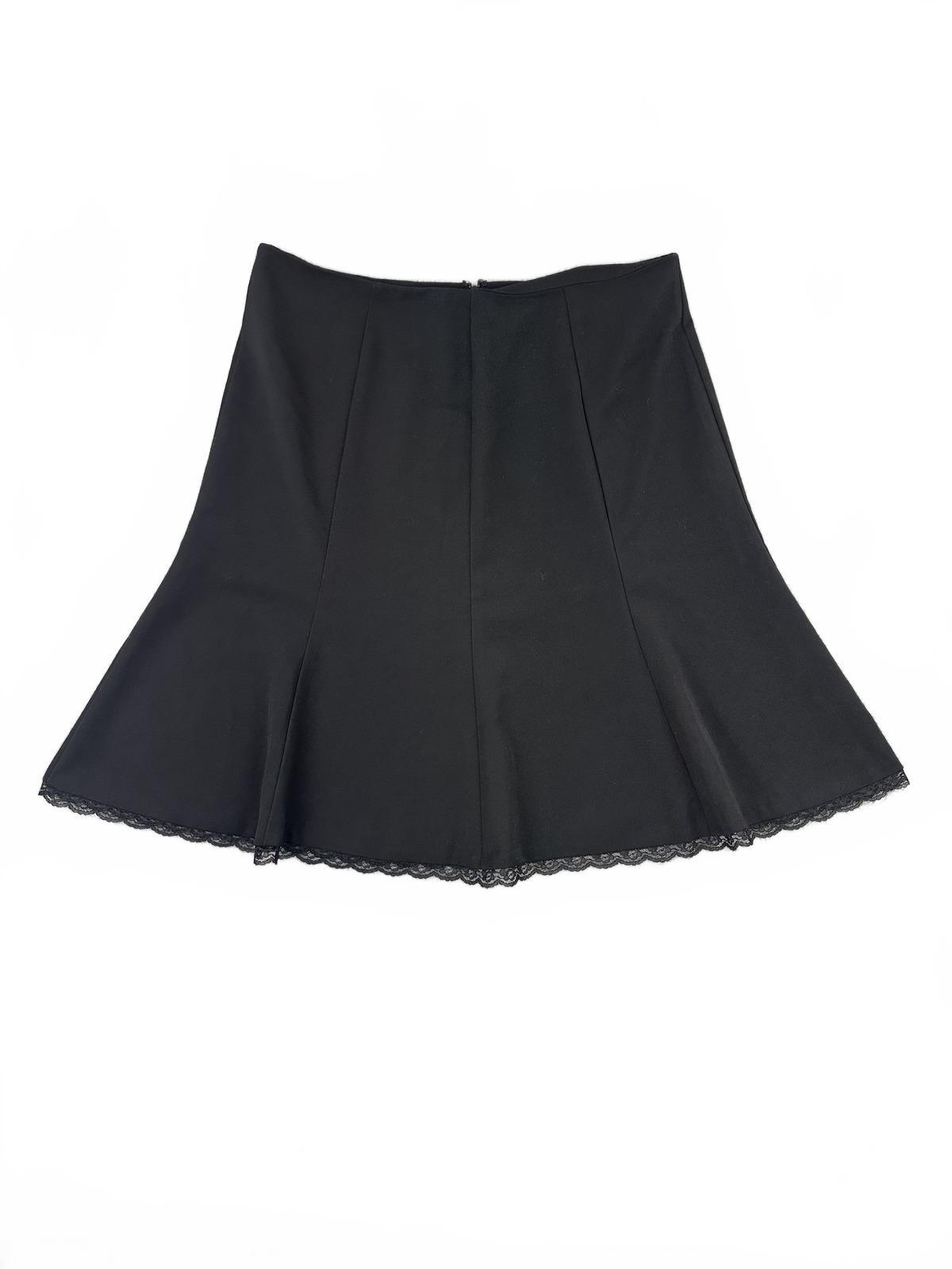 George Stretch Black Flared Skirt with Lace Trim Feminine Casual