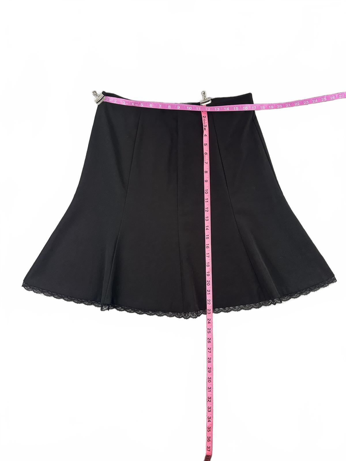 George Stretch Black Flared Skirt with Lace Trim Feminine Casual