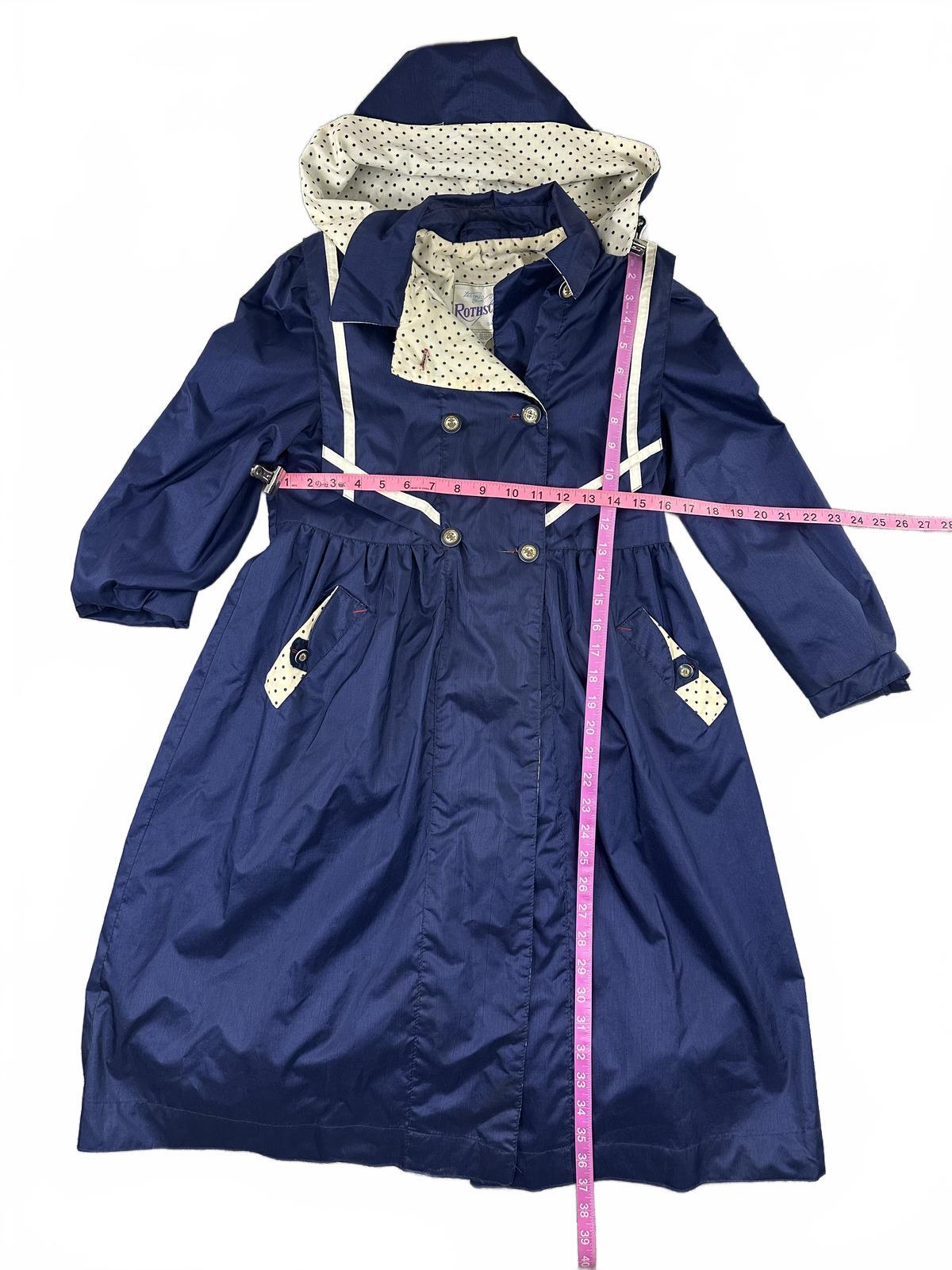 Rothschild Vintage Navy Blue Trench Coat with Polka Dot Lining