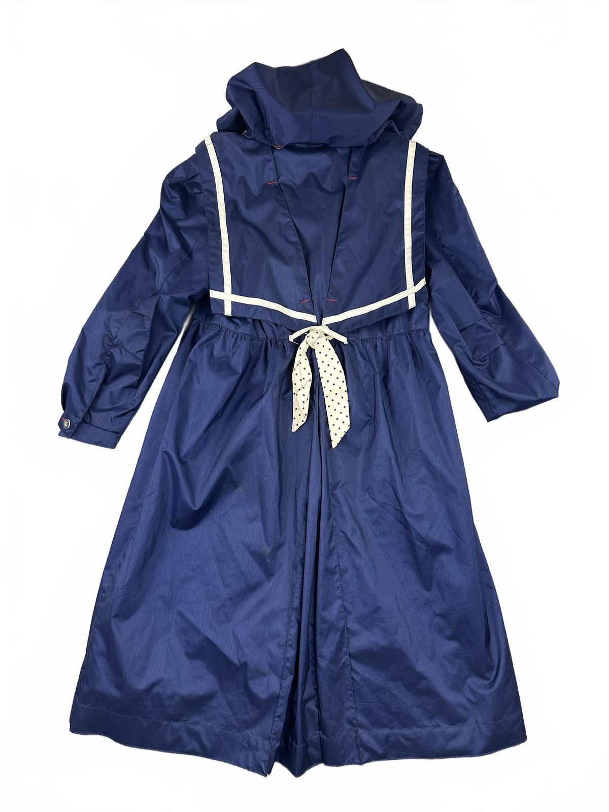 Rothschild Vintage Navy Blue Trench Coat with Polka Dot Lining