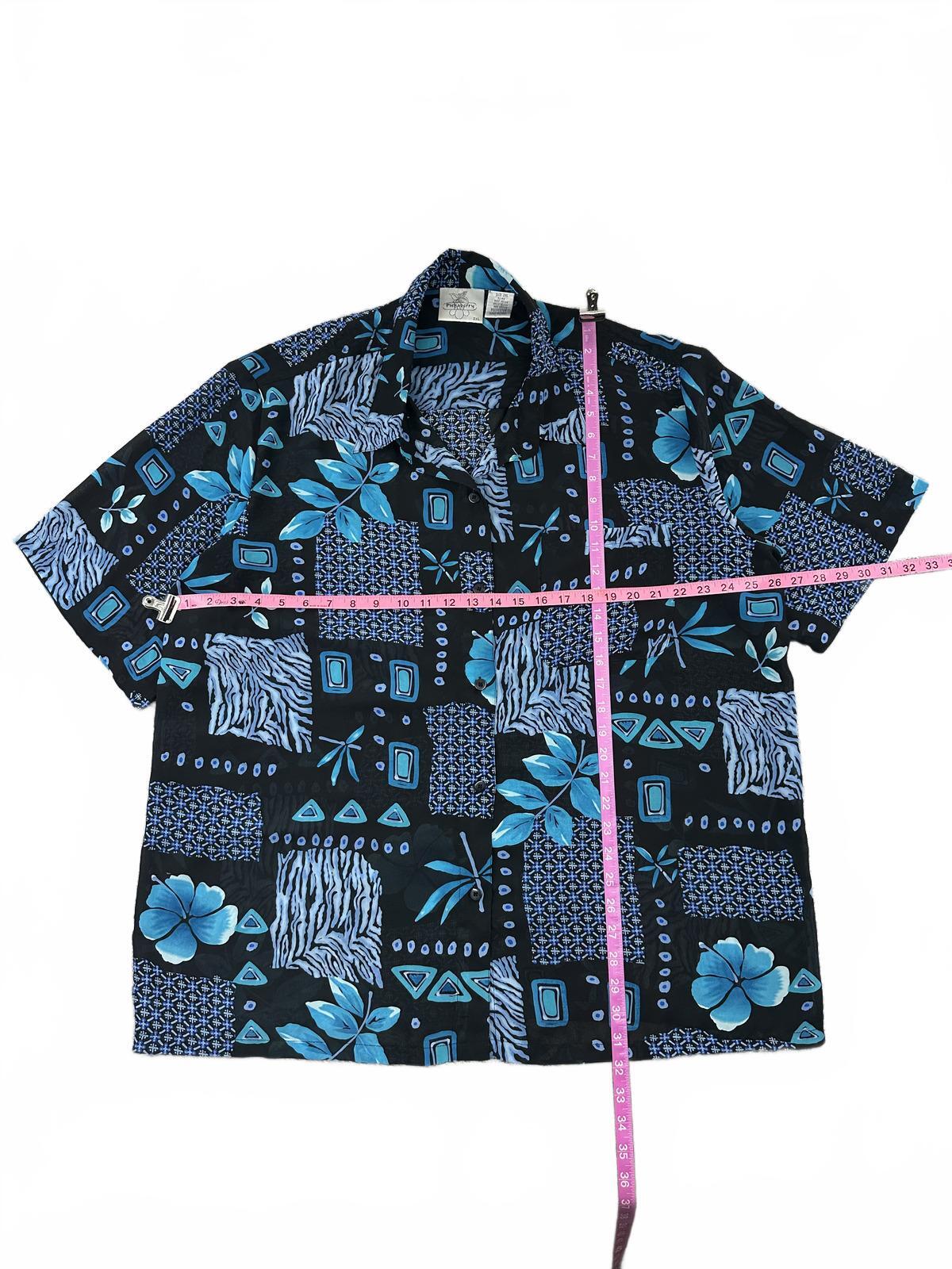 Pickaberry Plus Vintage Inspired Blue Floral Patchwork Shirt