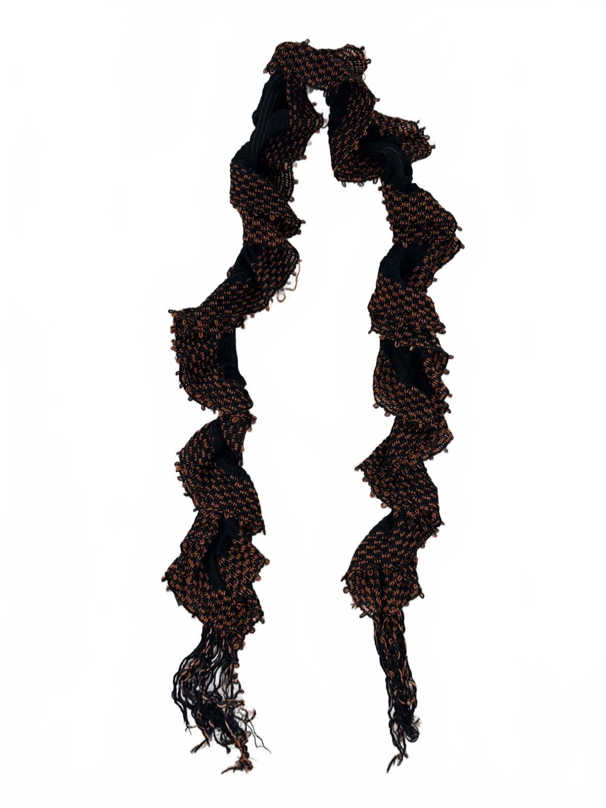 Cozy Black and Orange Ruffled Scarf