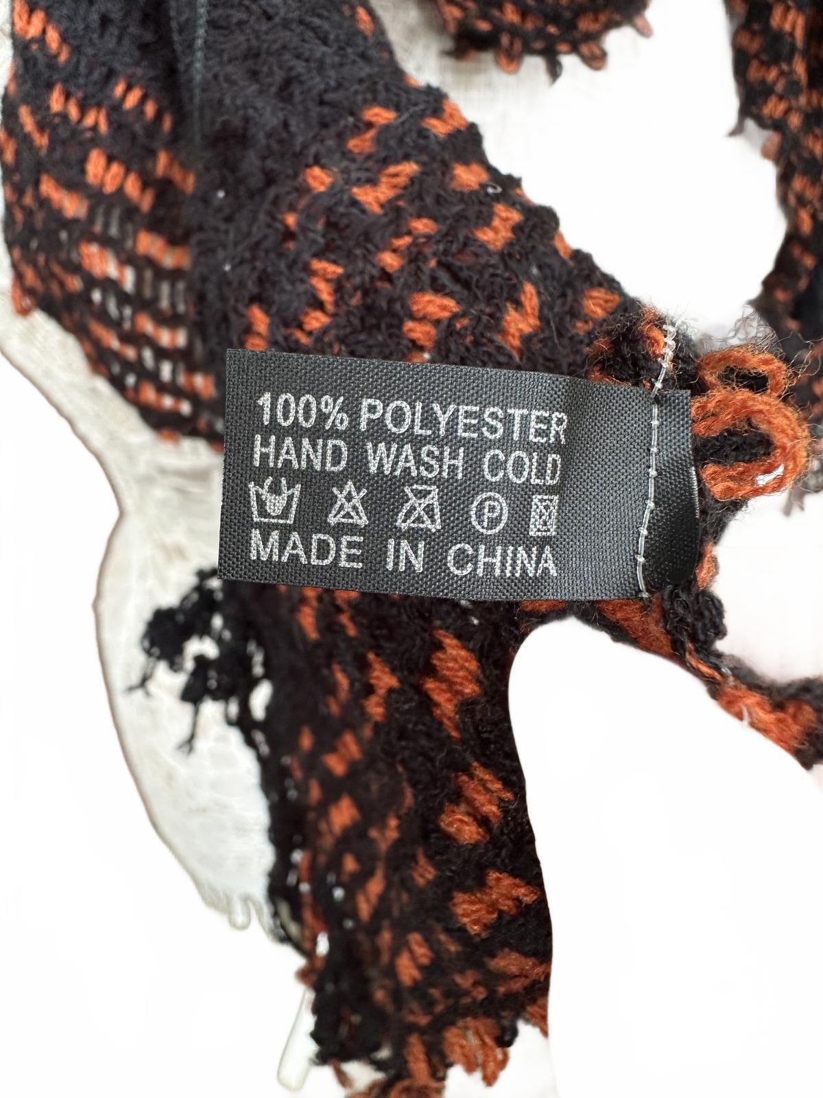 Cozy Black and Orange Ruffled Scarf