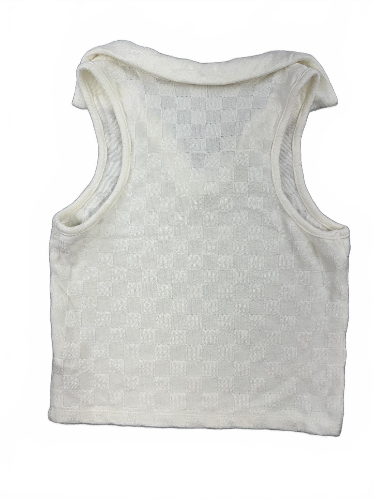 Atelier by Kirious Vintage White Sleeveless Collared Knit Top