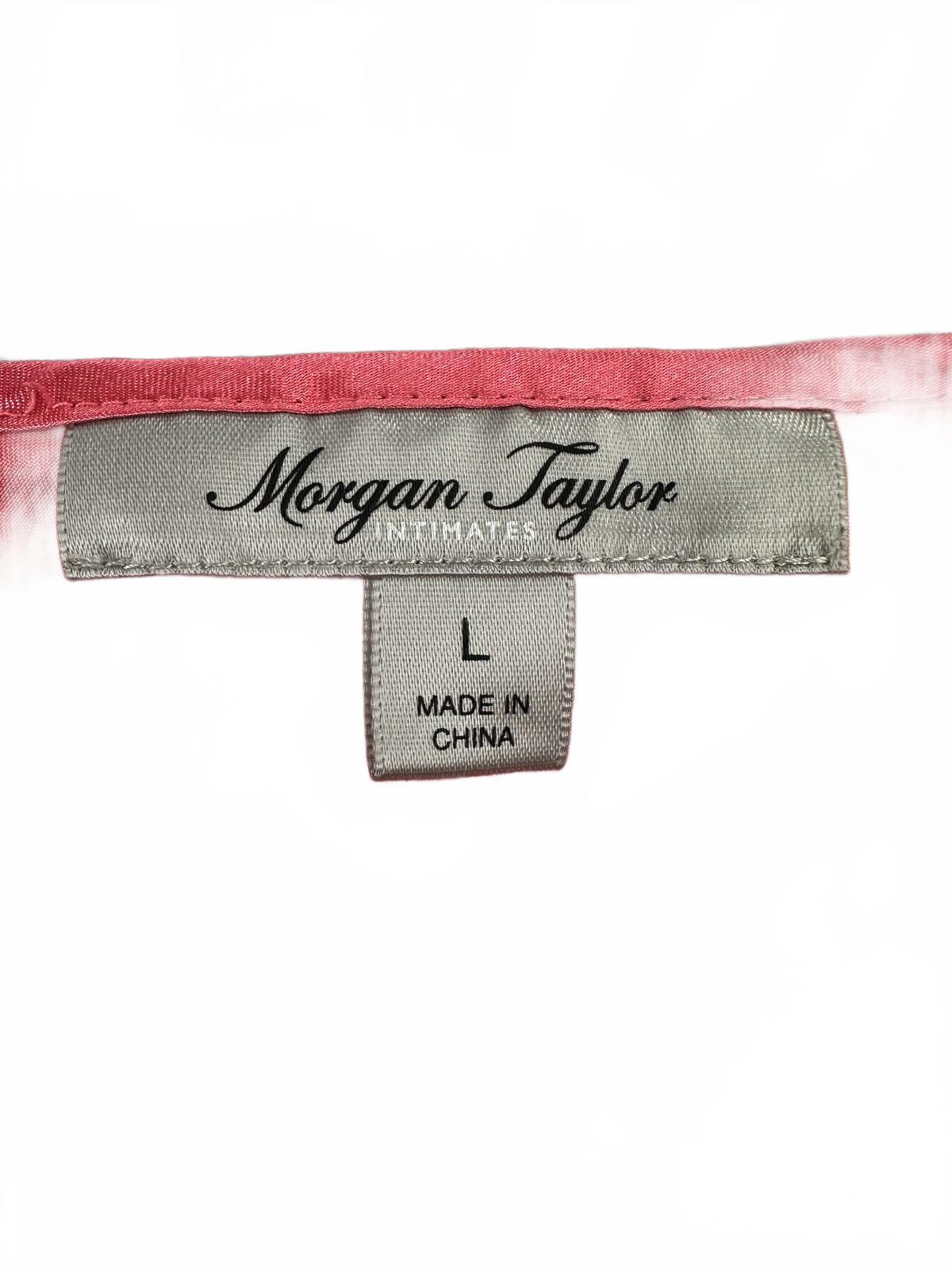 Morgan Taylor Pink Satin Slip Dress with Cream Lace Trim Feminine