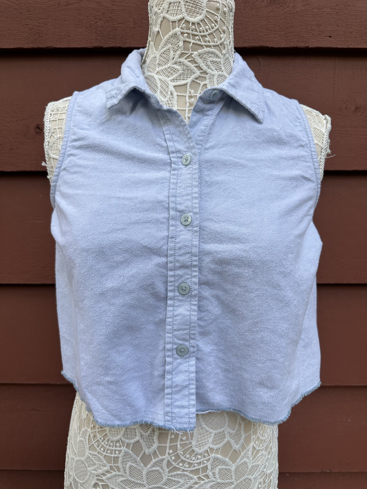 American Eagle Sleeveless Button Up Crop Top