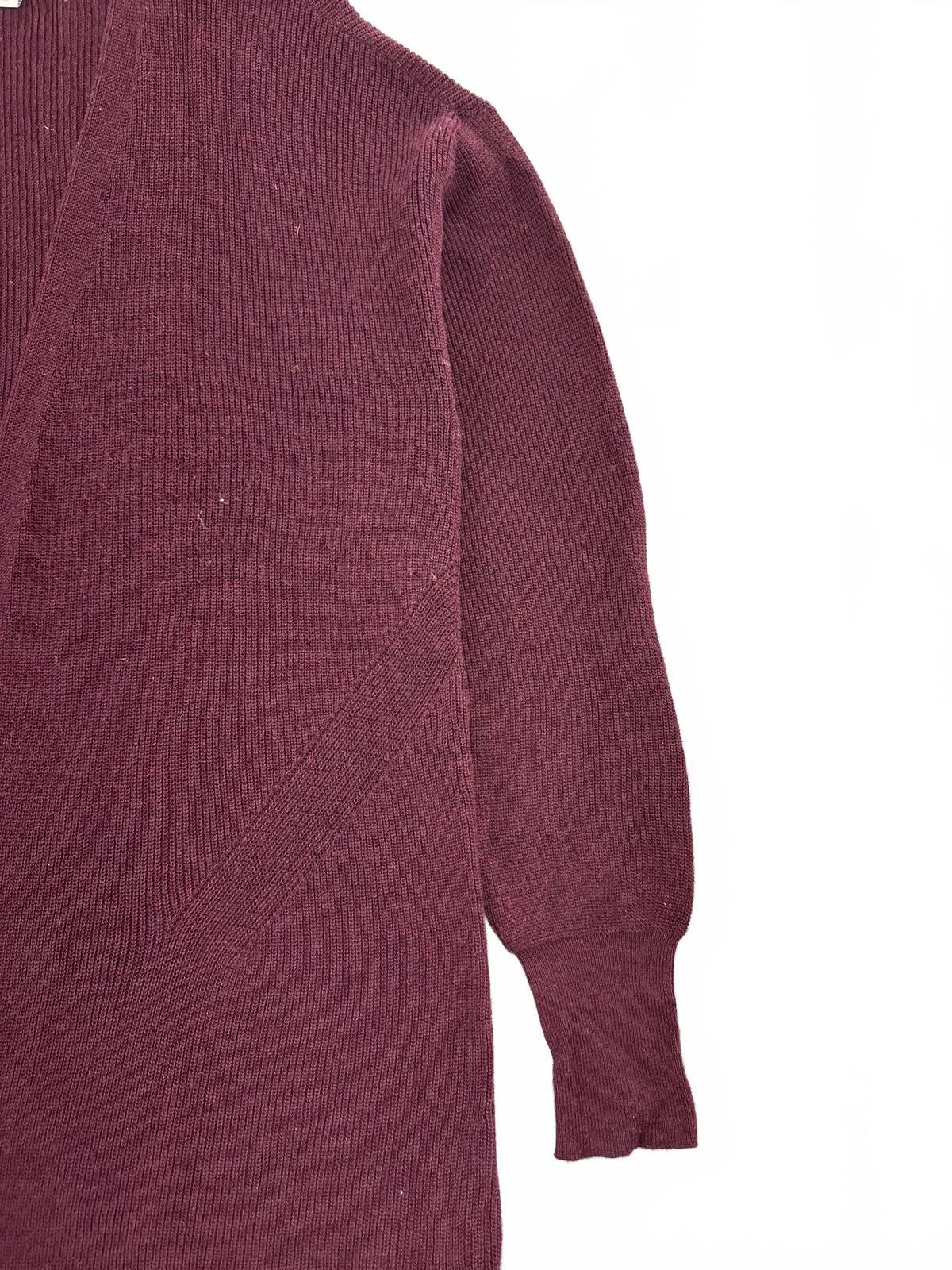 A New Day Burgundy Open Front Knit Cardigan Cozy Casual Layering Sweater
