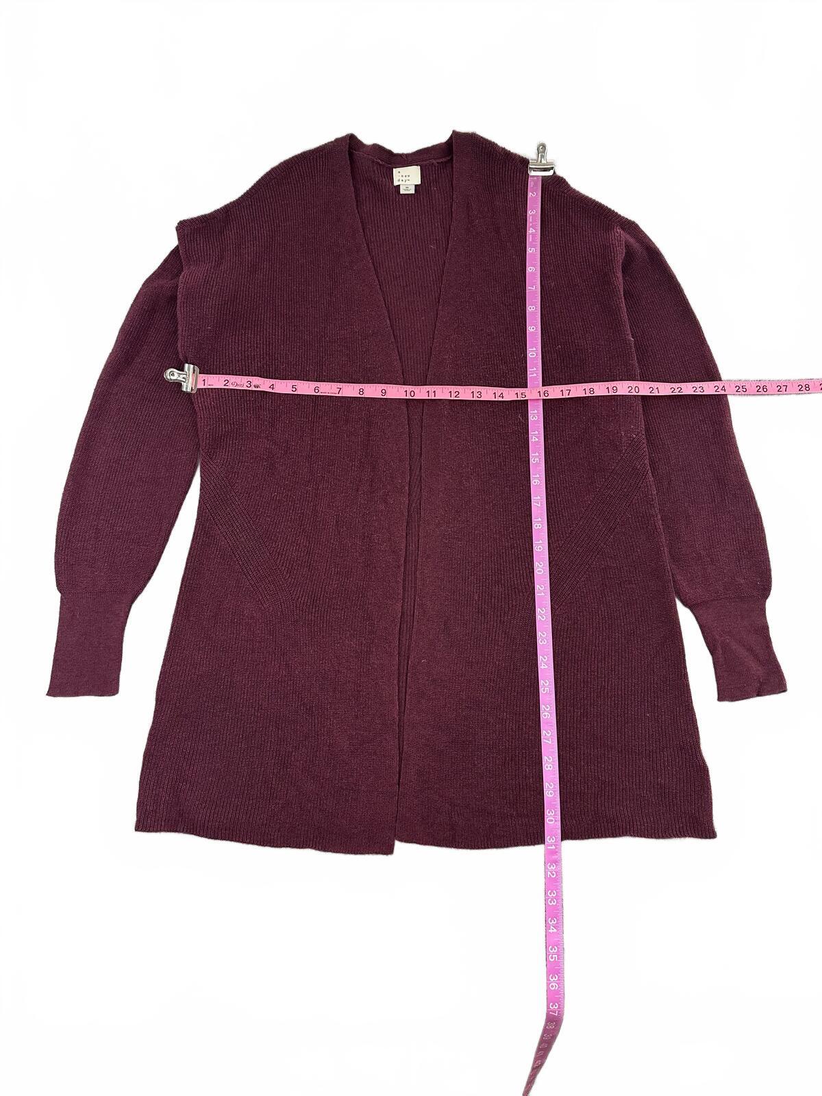 A New Day Burgundy Open Front Knit Cardigan Cozy Casual Layering Sweater