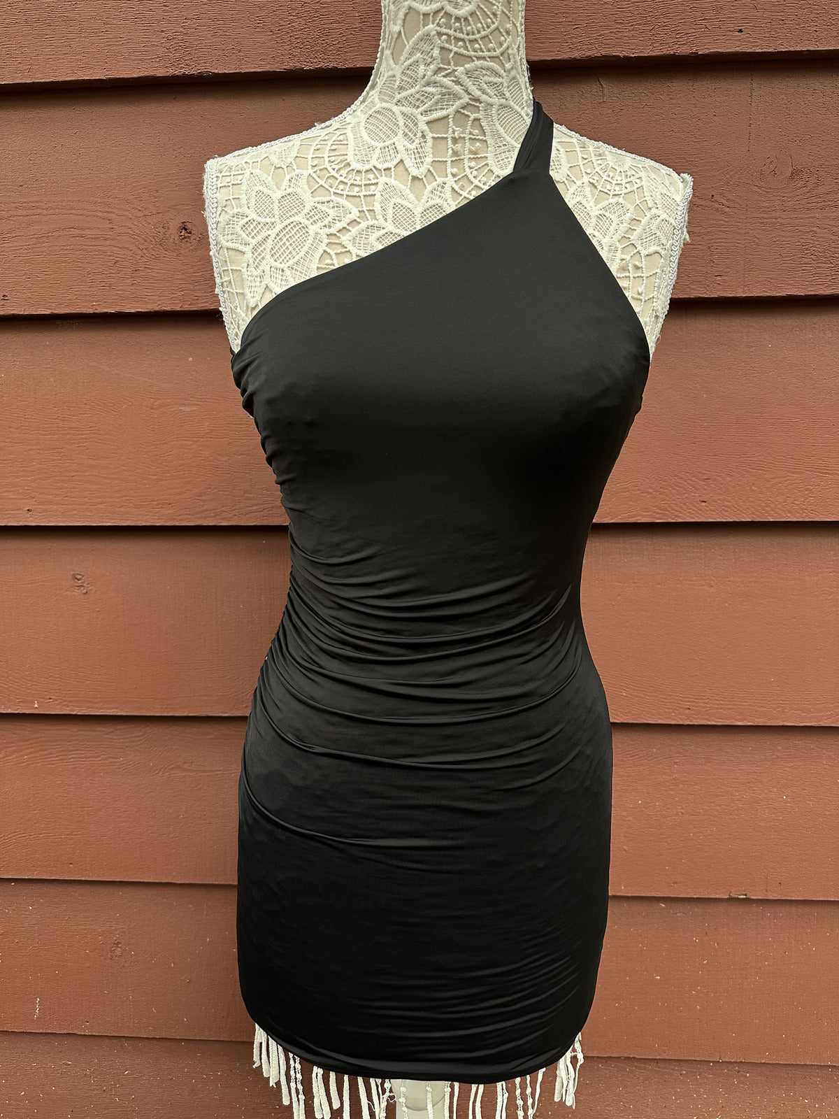 Princess Polly Black One Shoulder Ruched Mini Dress Contemporary