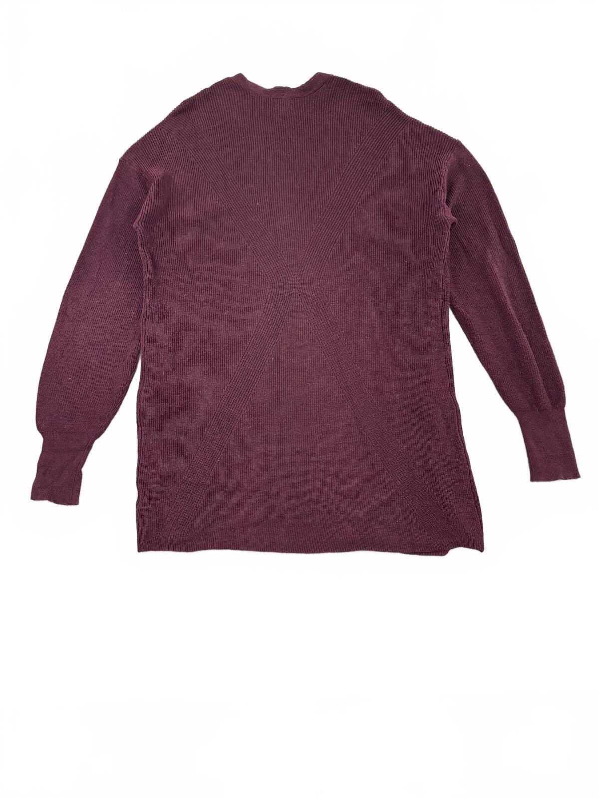 A New Day Burgundy Open Front Knit Cardigan Cozy Casual Layering Sweater