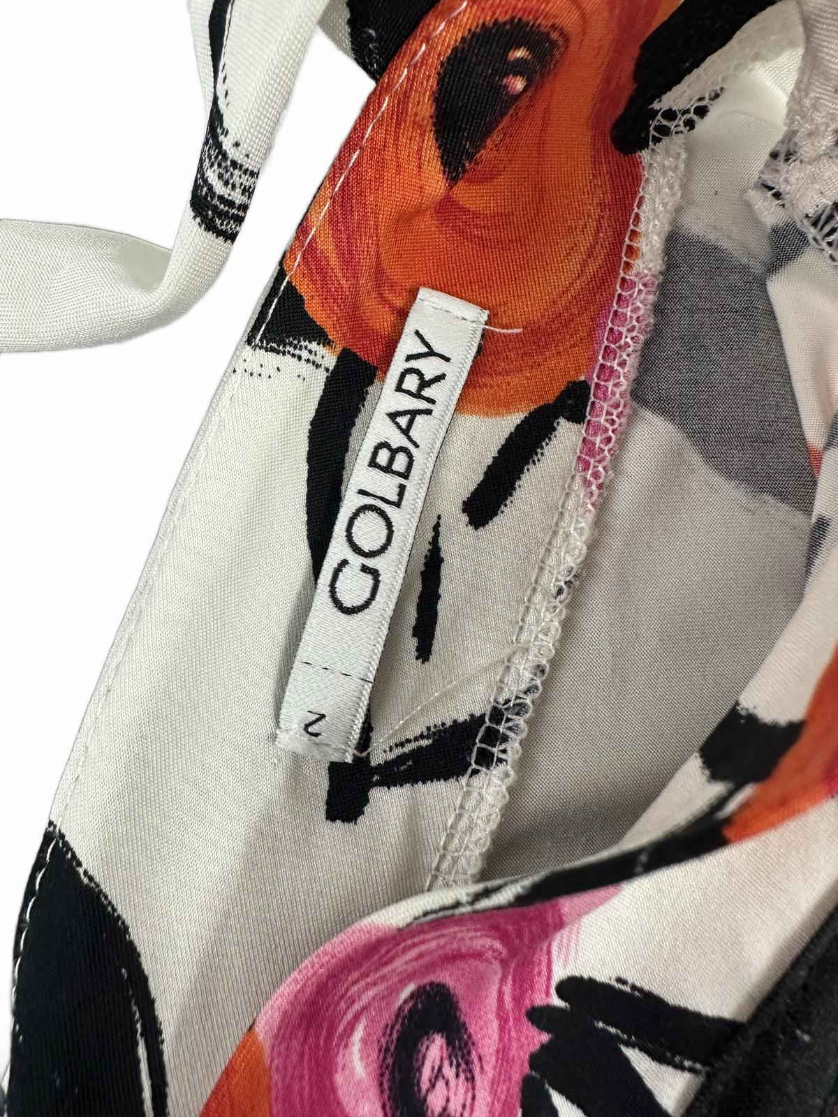 Golbary Floral Mini Dress White Orange Pink V Neck Fitted Waist Summer Y2K
