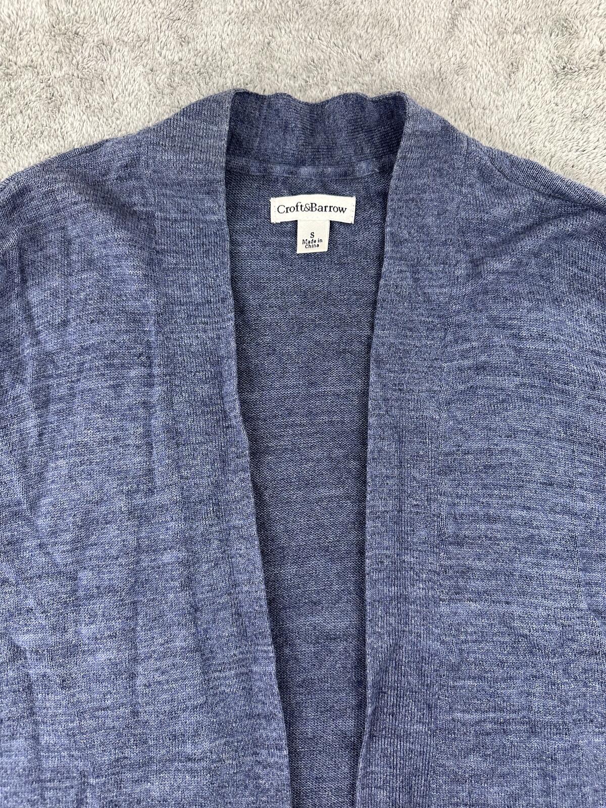 Croft & Barrow Lightweight Blue Open Front Cardigan Sweater