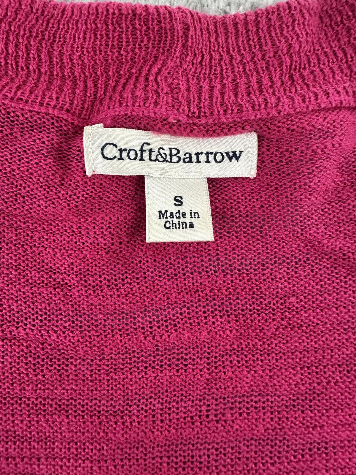 Croft & Barrow Pink Lightweight Knit Cardigan Open Front with Pockets