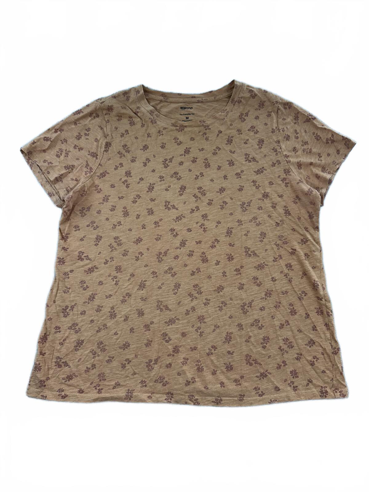 Sonoma Everyday Tee Brown Floral Vintage Inspired Casual Cotton Shirt