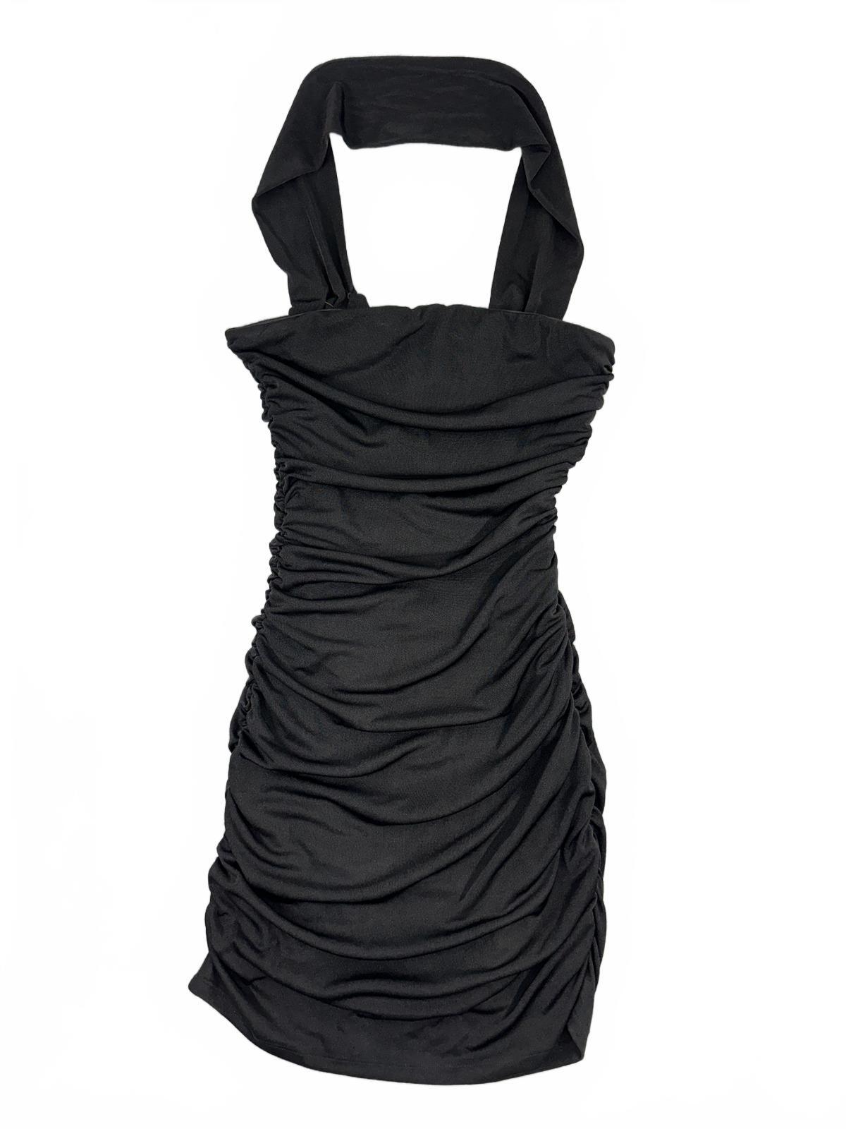 Superdown Black Ruched Halter Mini Dress Chic Partywear Contemporary