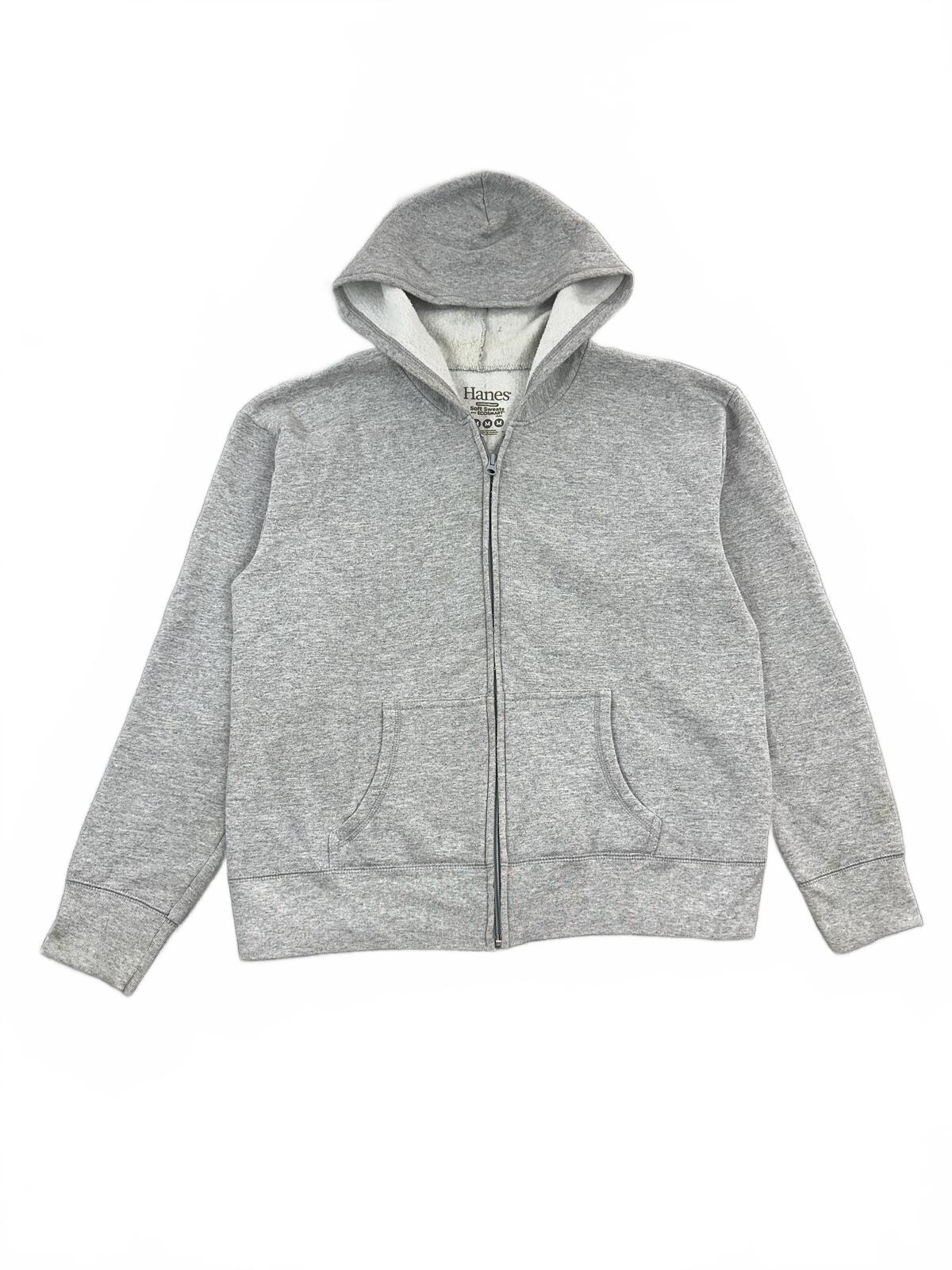 Hanes Classic Grey Zip Up Hoodie Casual Athleisure Sweatshirt