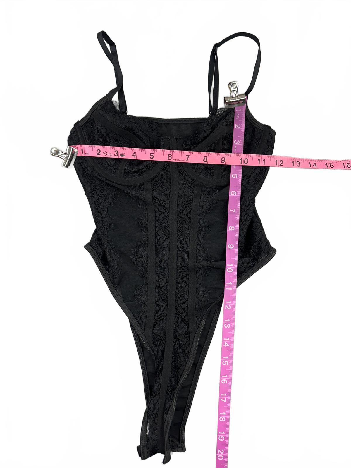 Black Lace Bustier Bodysuit Feminine Loungewear Party Festival Wear