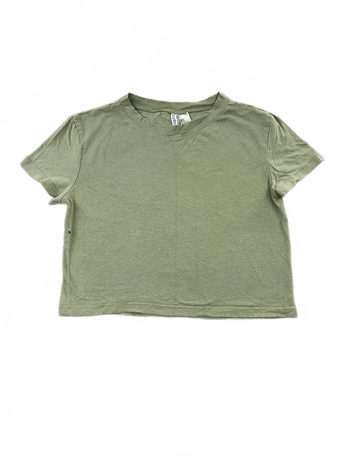 Divided Sage Green Cropped Tee Casual Minimalist Streetwear Cotton Top