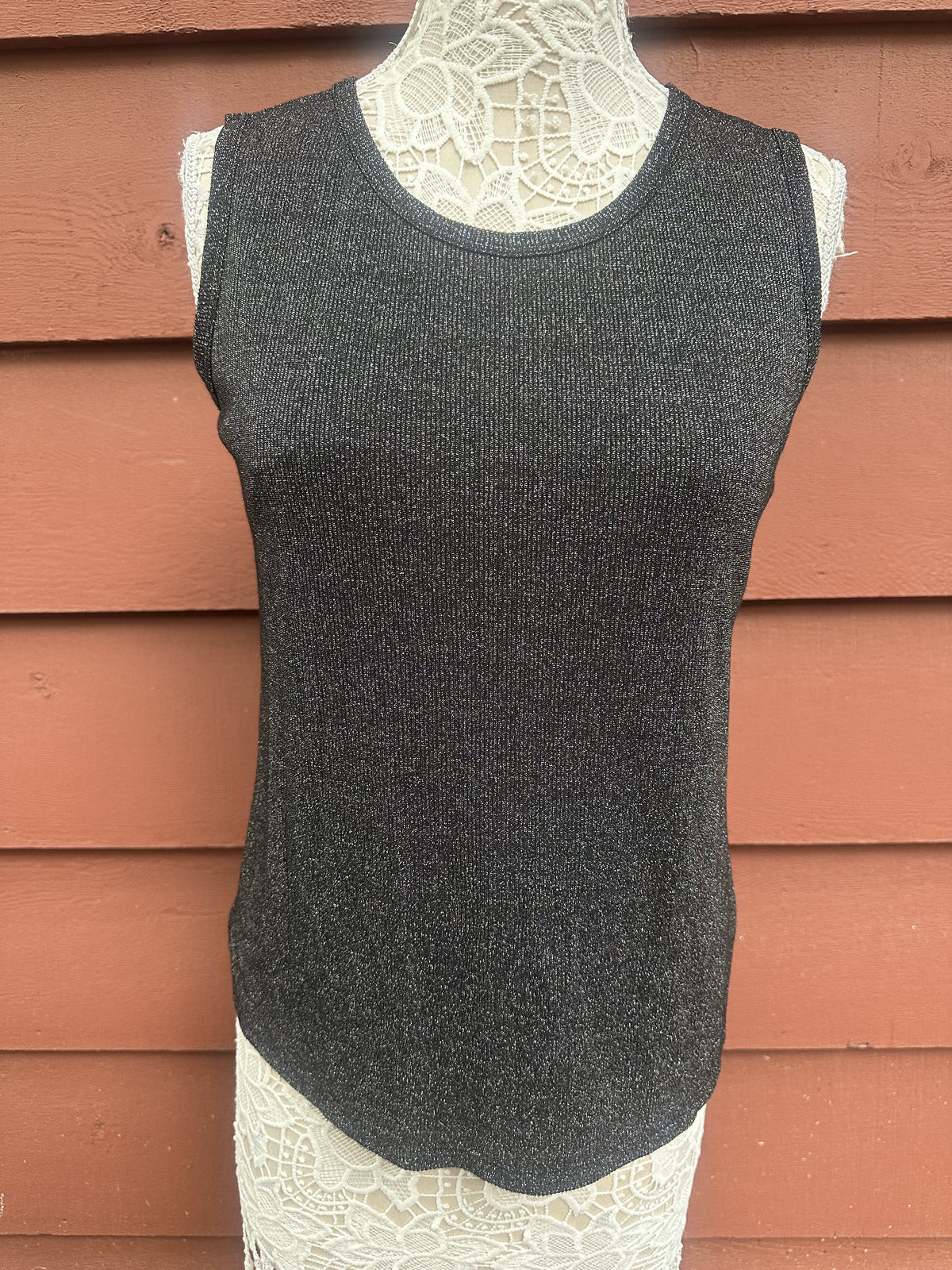 Picadilly Fashions Black Metallic Sleeveless Top