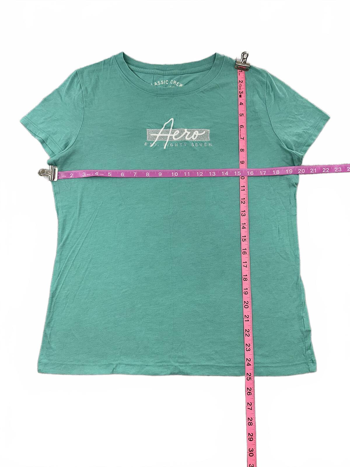 Aéropostale Classic Crew Neck Turquoise Logo Tee Casual Streetwear Minimalist