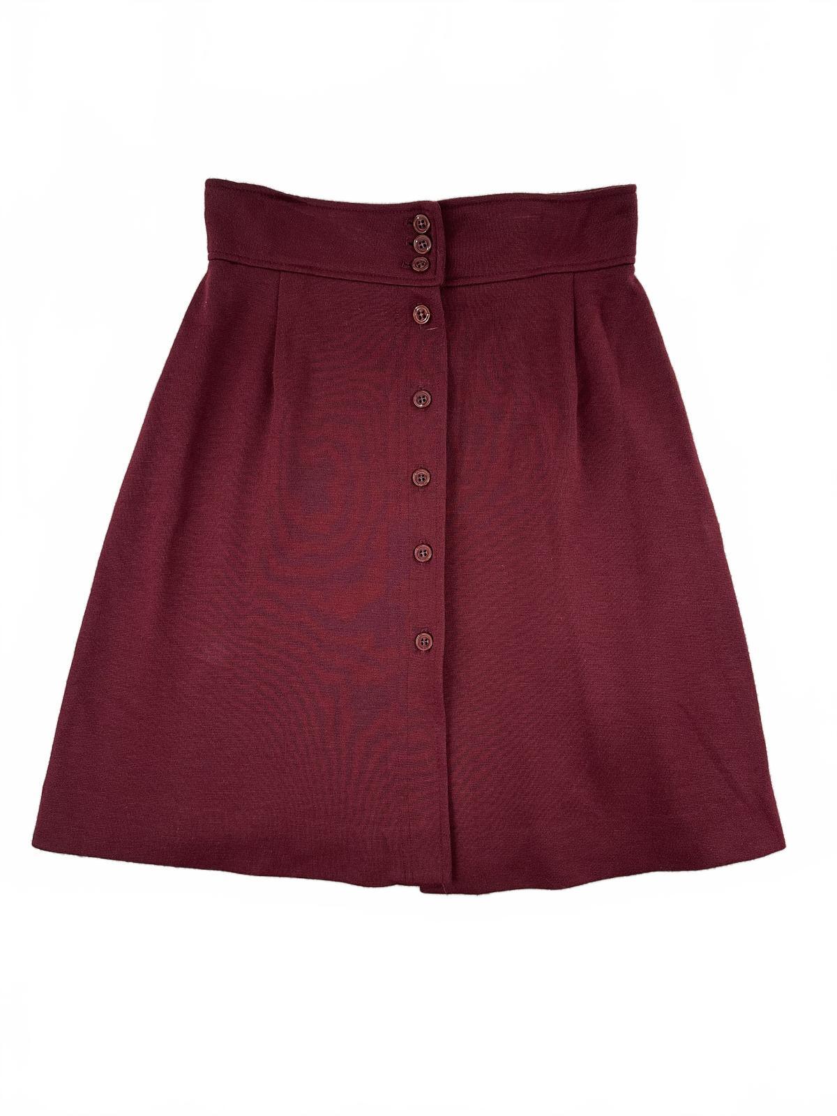 Tamal Original Vintage Burgundy Button Front A Line Midi Skirt High Waist