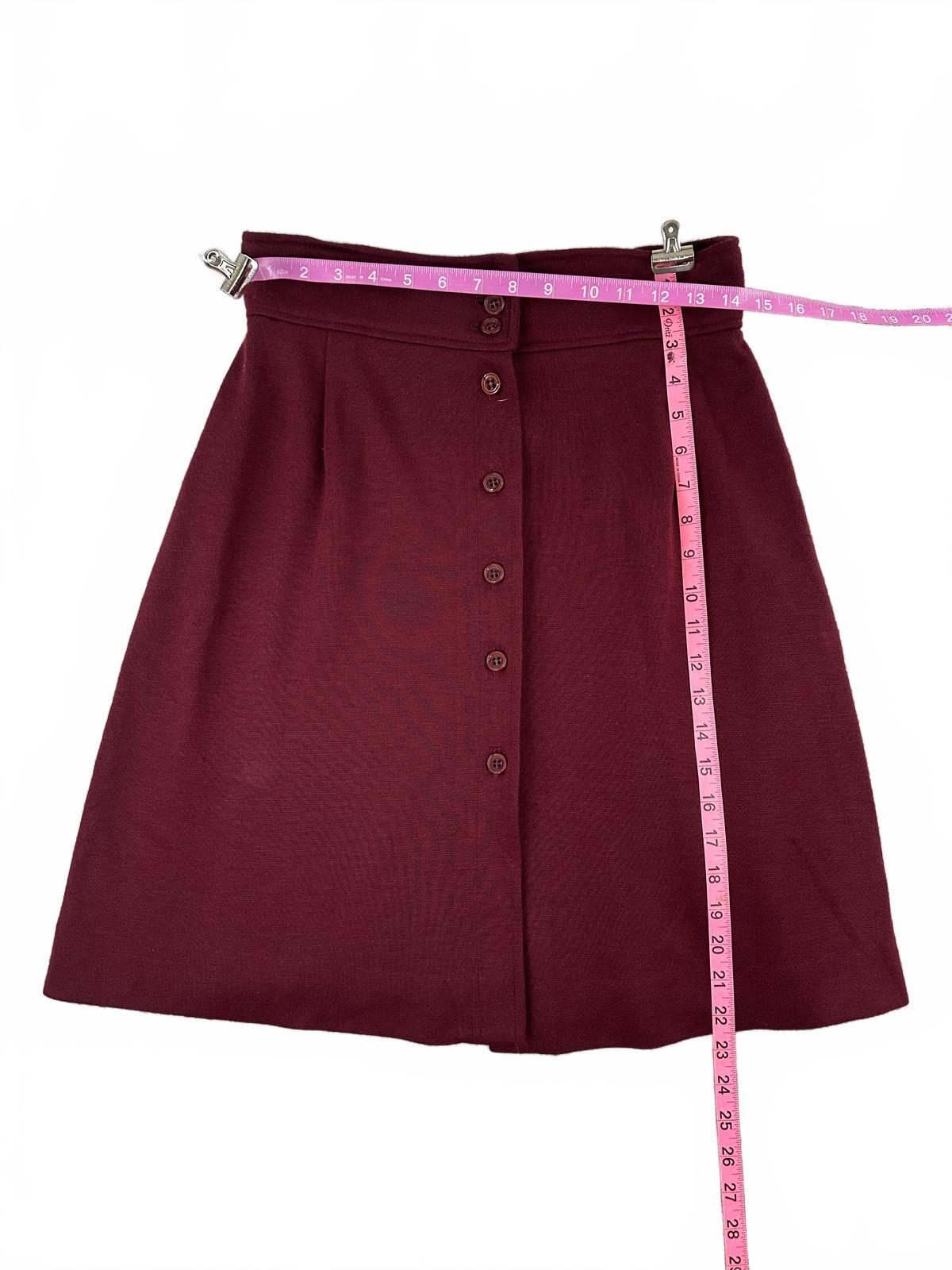 Tamal Original Vintage Burgundy Button Front A Line Midi Skirt High Waist