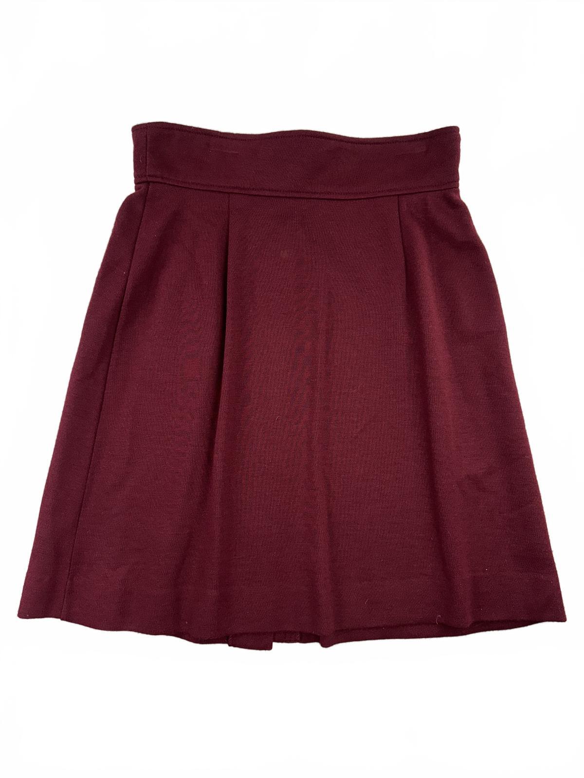 Tamal Original Vintage Burgundy Button Front A Line Midi Skirt High Waist