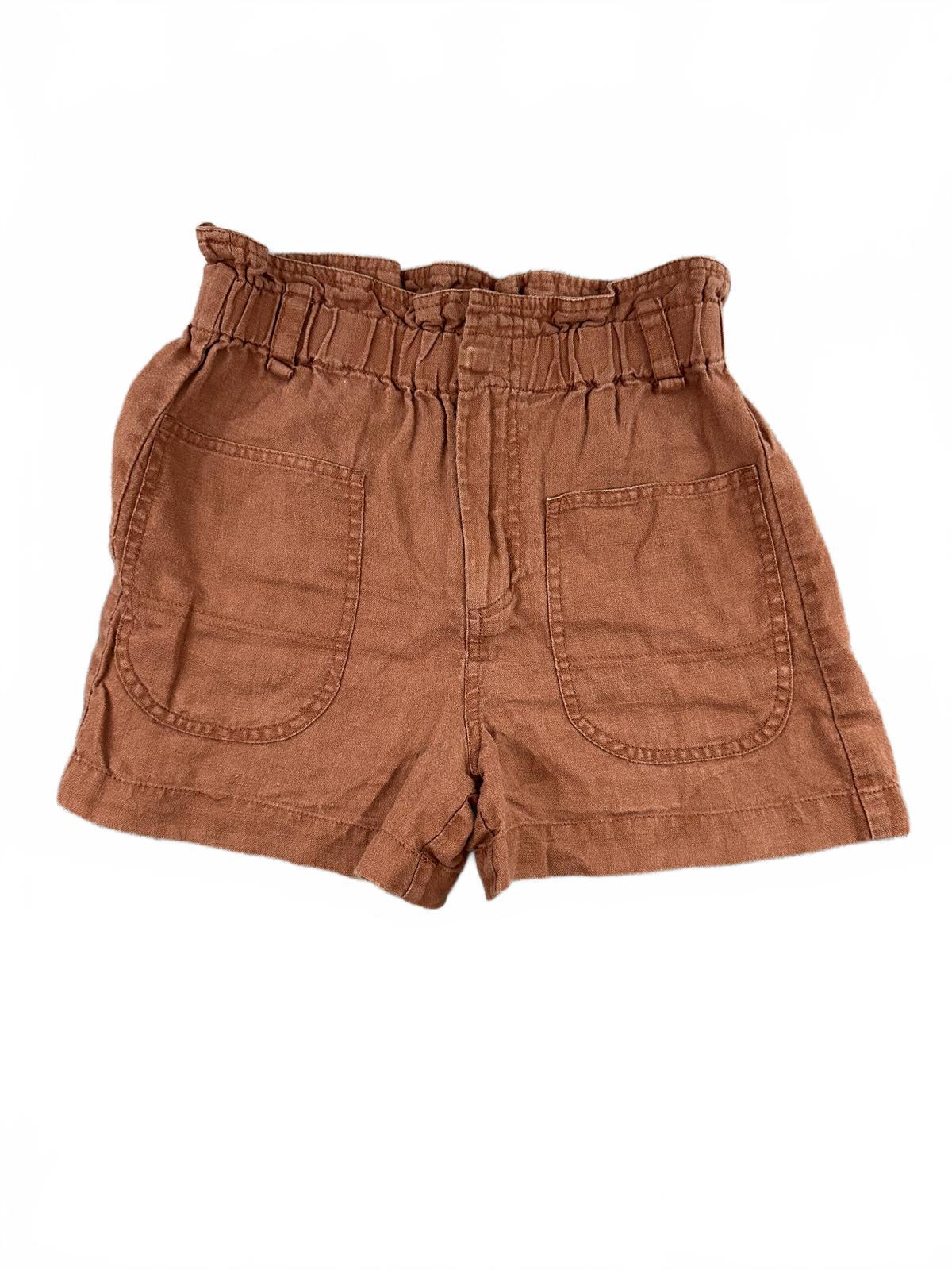 MNG Brown Linen Paperbag Waist Shorts Casual Summer Preppy