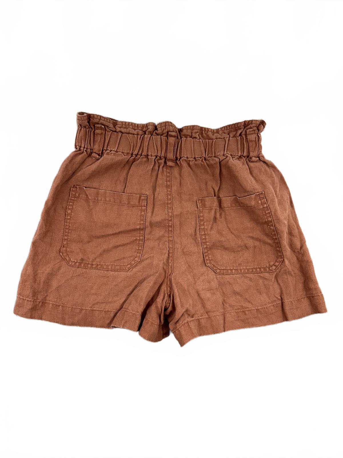 MNG Brown Linen Paperbag Waist Shorts Casual Summer Preppy