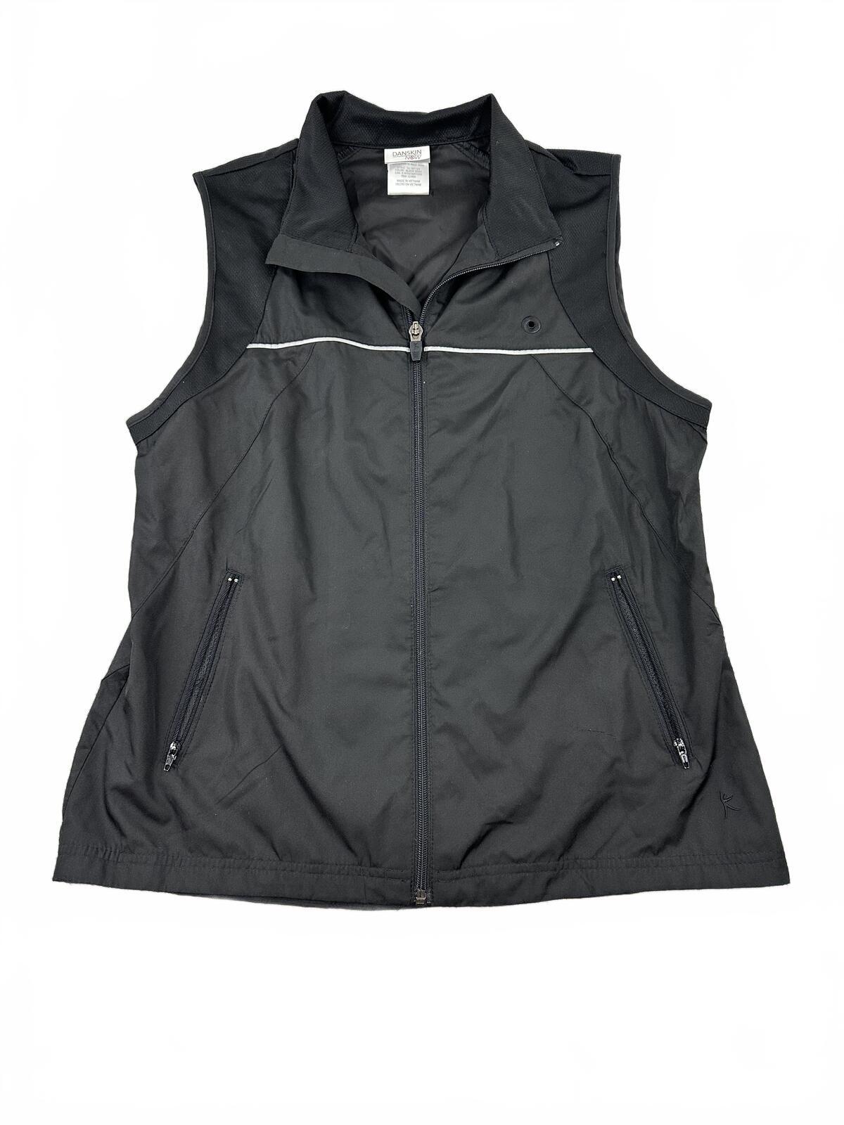 Danskin Now Black Athletic Vest Reflective Trim Lightweight Activewear